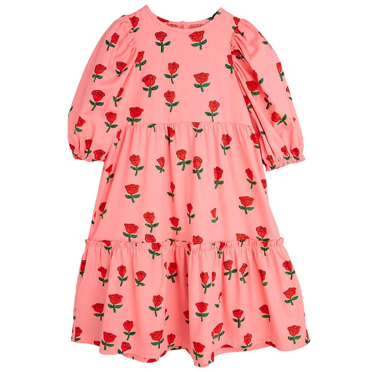 Mini rodini Kjole - Roses AOP Puff - Pink