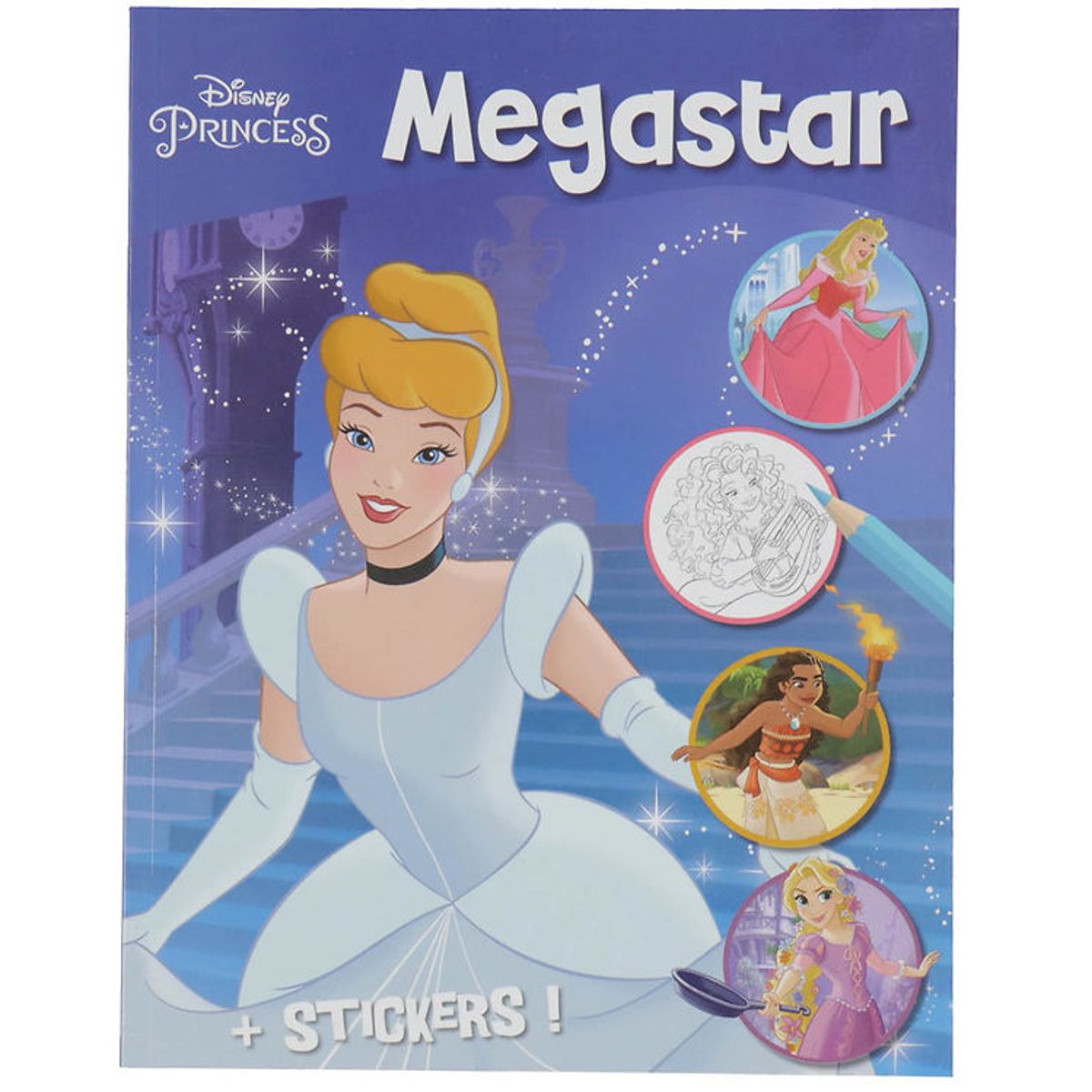 Megastar Malebog m. Klistermærker - 128 Sider - Disney Princess