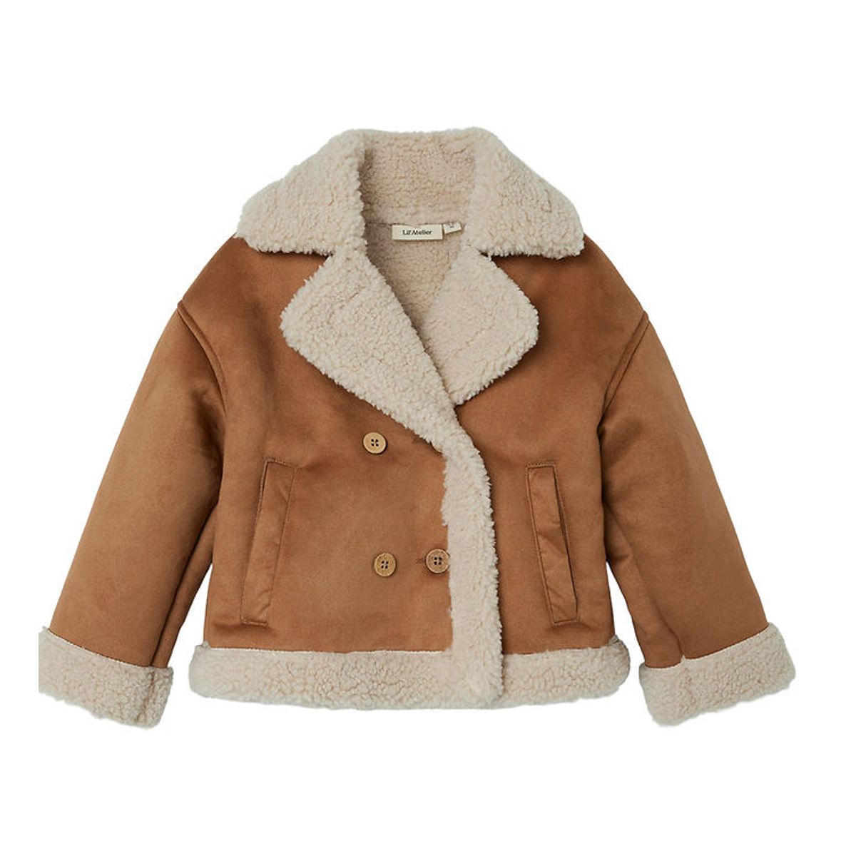 Lil' Atelier Jakke m. Teddyfleece - NmnNolo - Petrified Oak