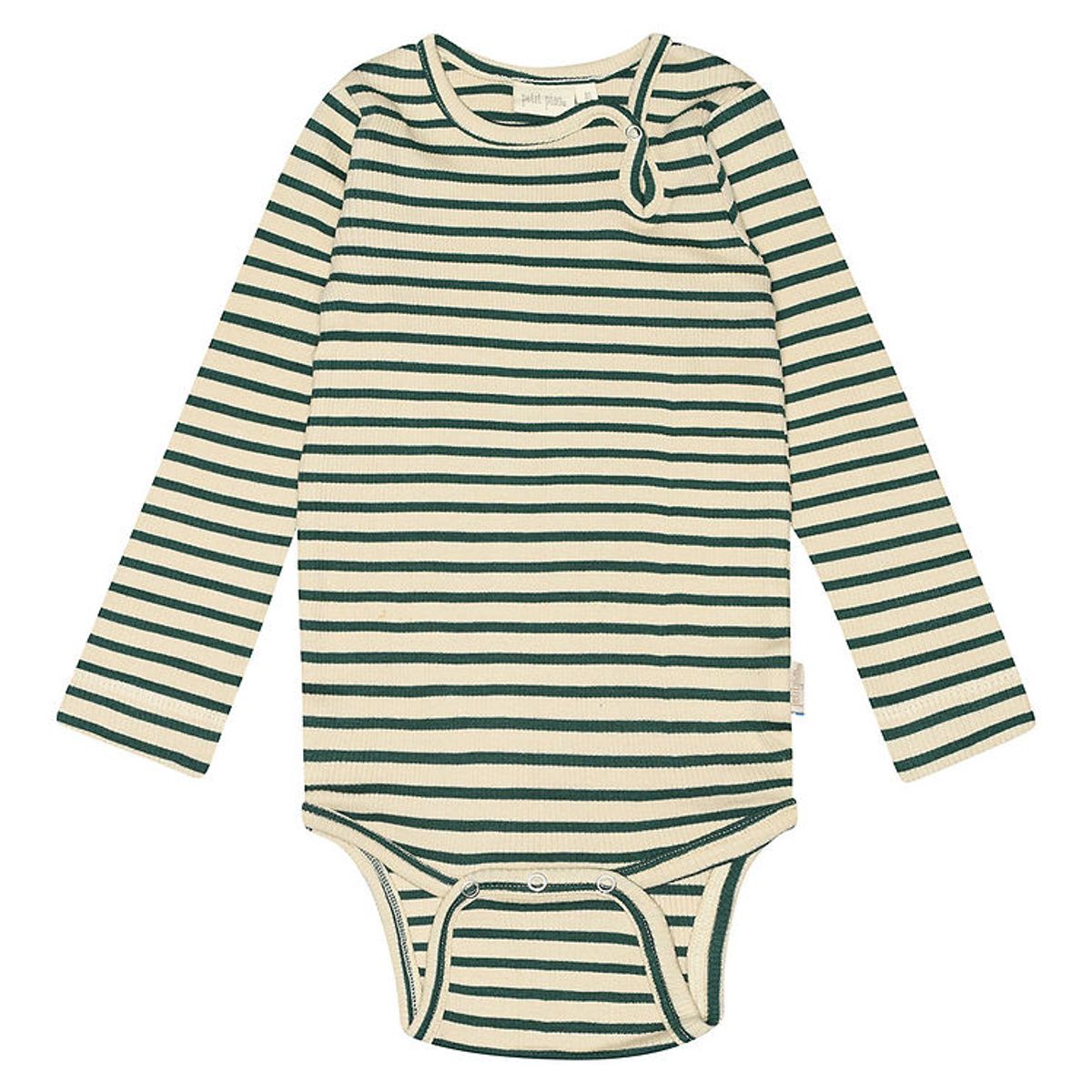 Petit Piao Body l/æ - Rib - Modal - Emerald Green/Dark Off White