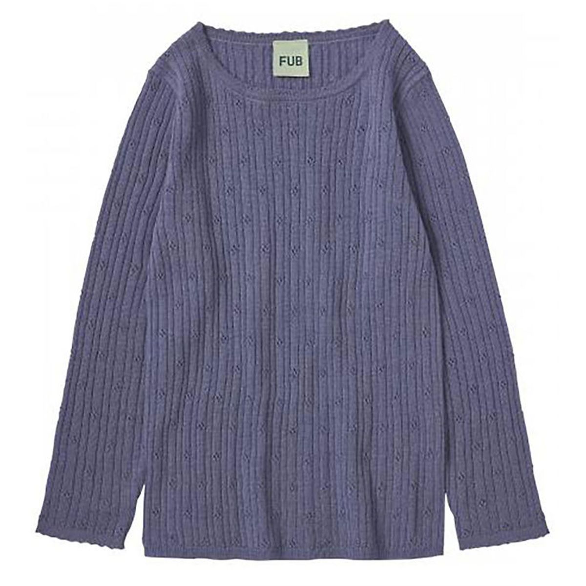 FUB Bluse - Uld - Dusty Violet m. Hulmønster