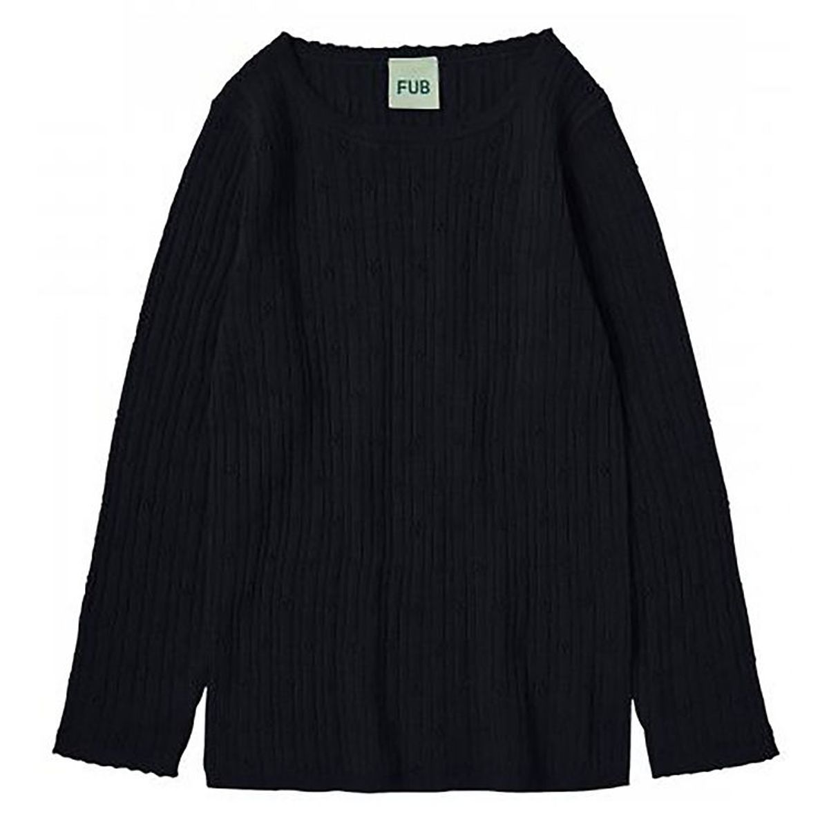 FUB Bluse - Uld - Dark Navy m. Hulmønster