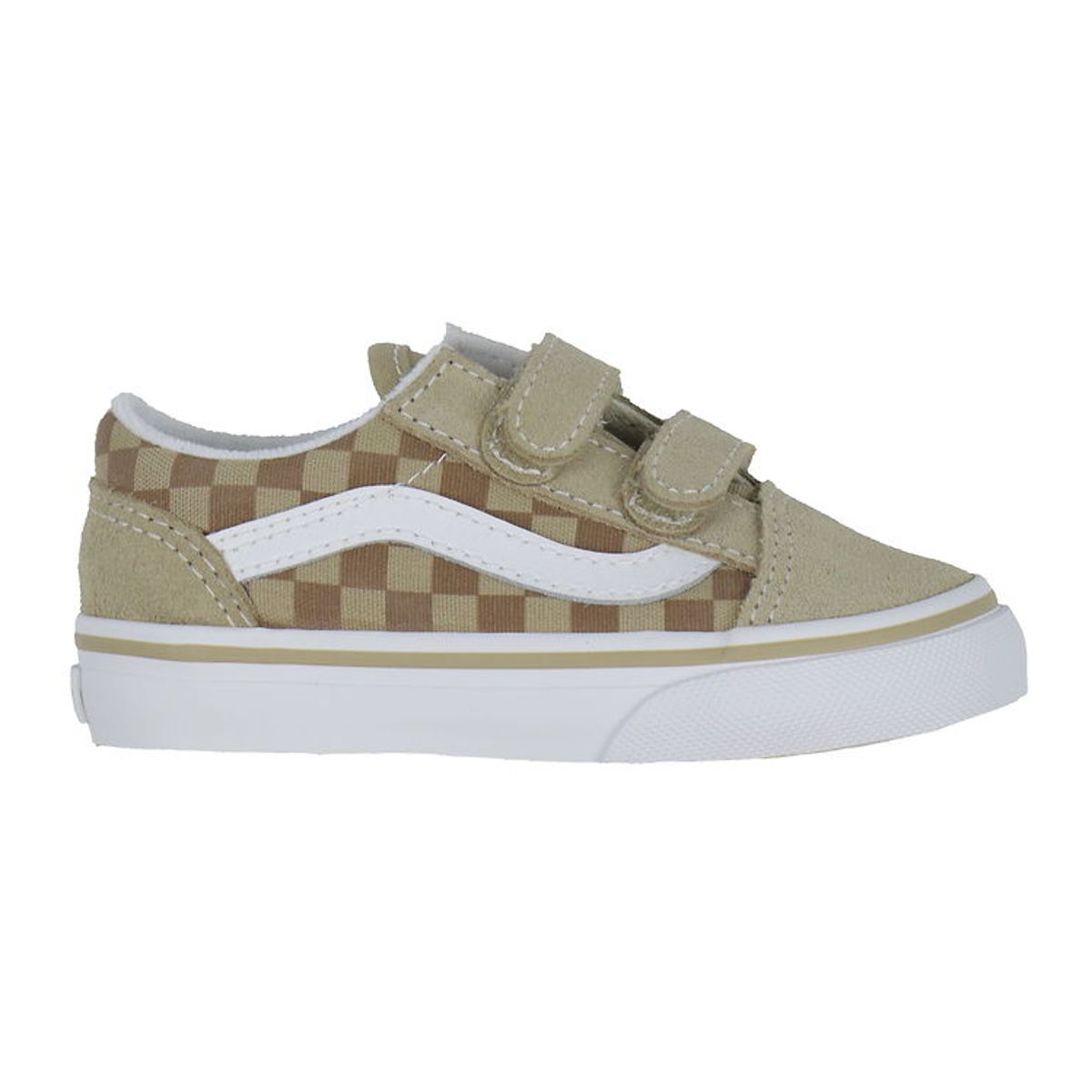 Vans Sko - Old Skool V Neutral Checkerboard - Brown/True White