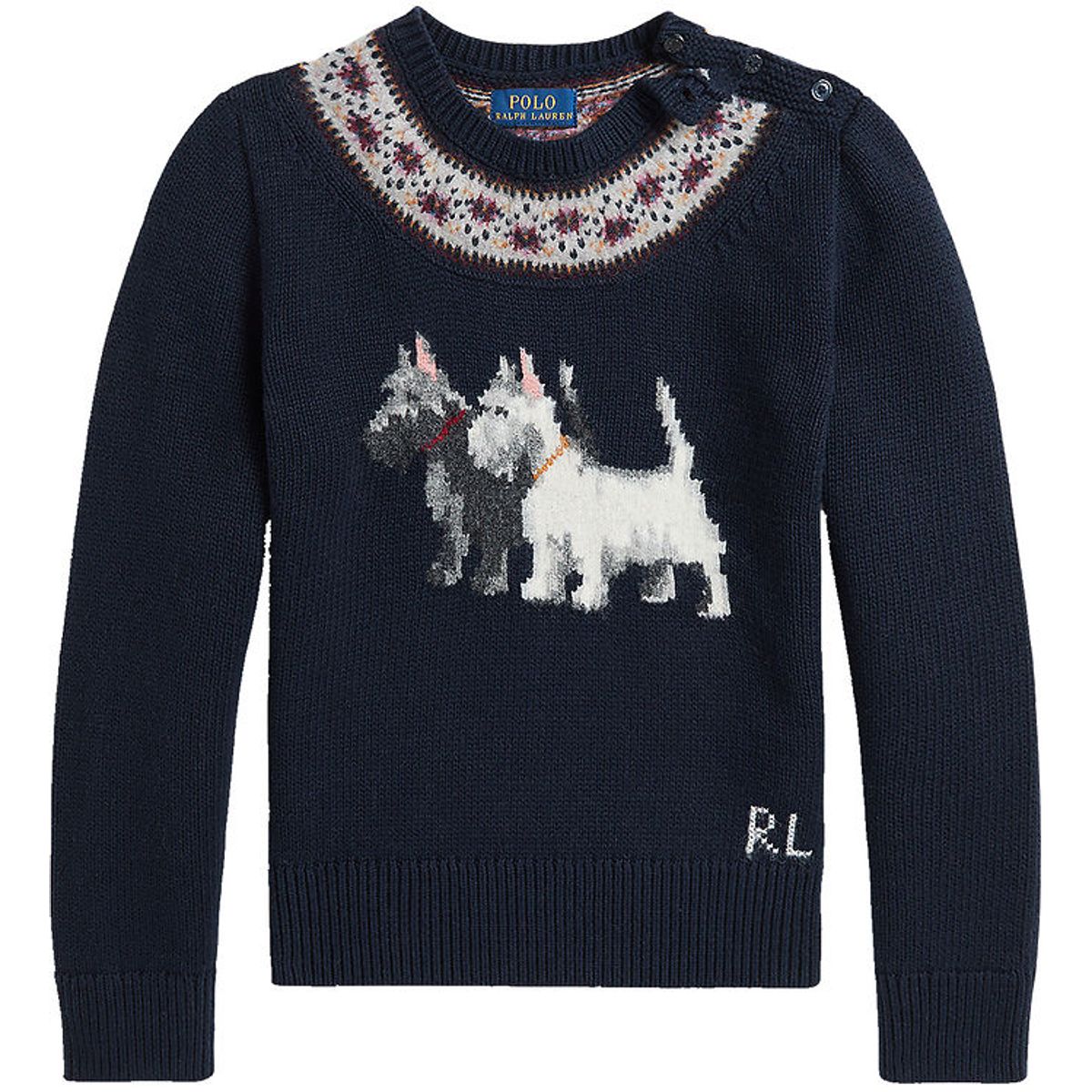 Polo Ralph Lauren Bluse - Strik - Navy m. Hunde