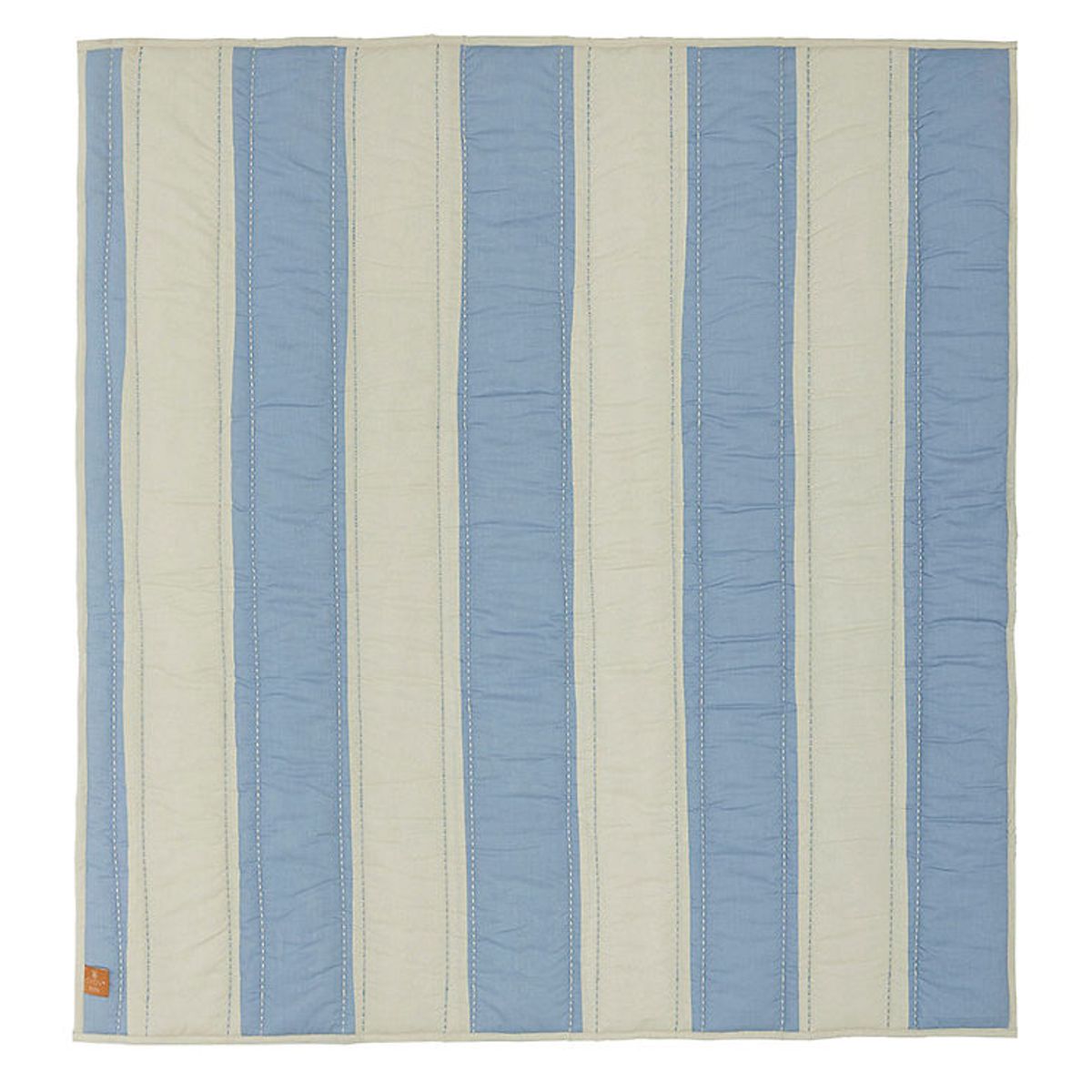 OYOY Tæppe - Striped Quilted - Blue/Clay