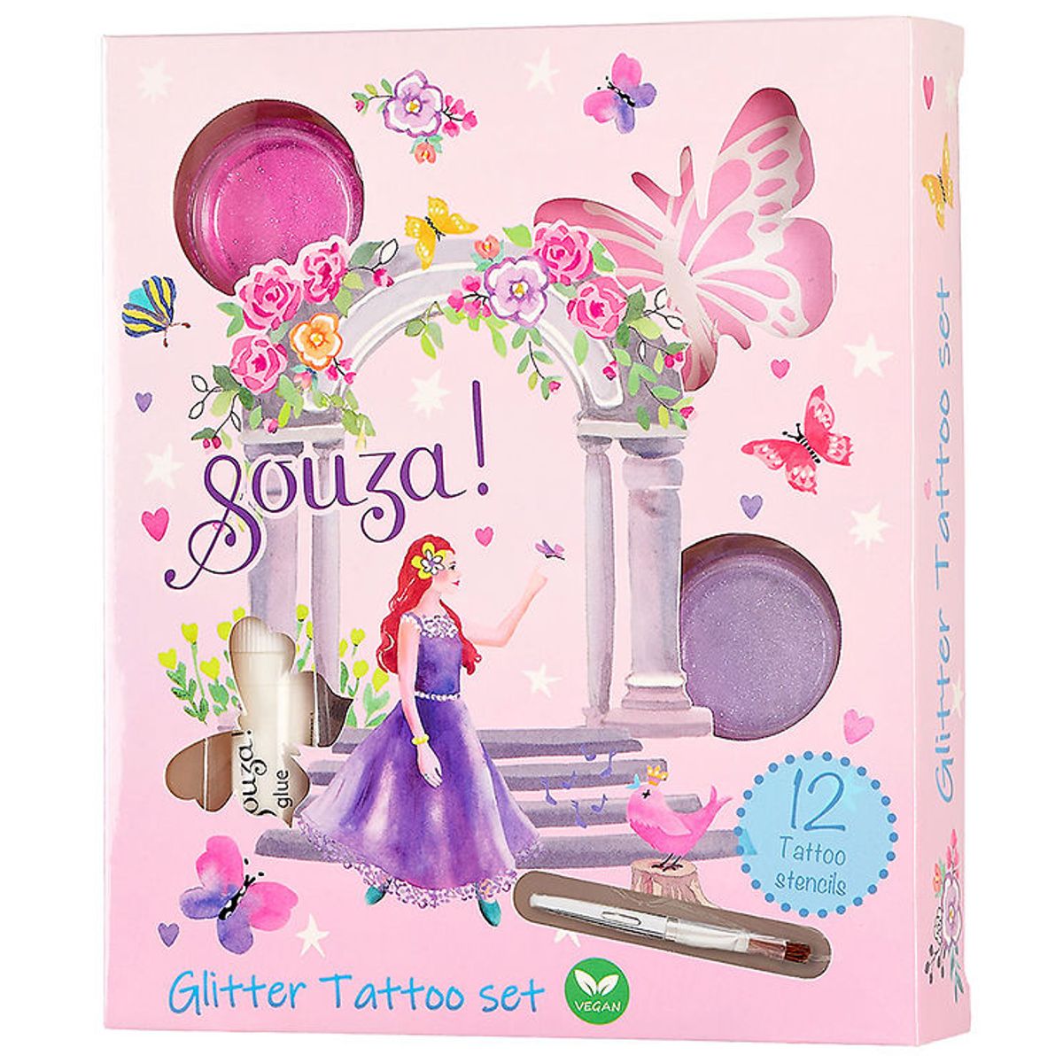 Souza Glitter-Tatoveringer - 12 Skabeloner - Princess