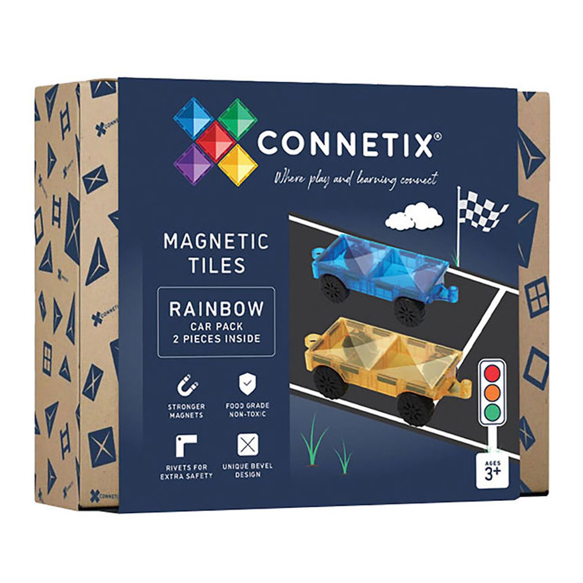 Connetix Magnetsæt - 2 Dele - Rainbow Car Pack