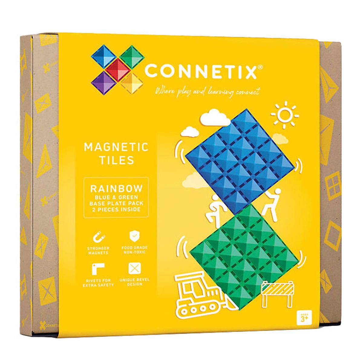 Connetix Magnetplader - 2 Dele - Blå og Grøn