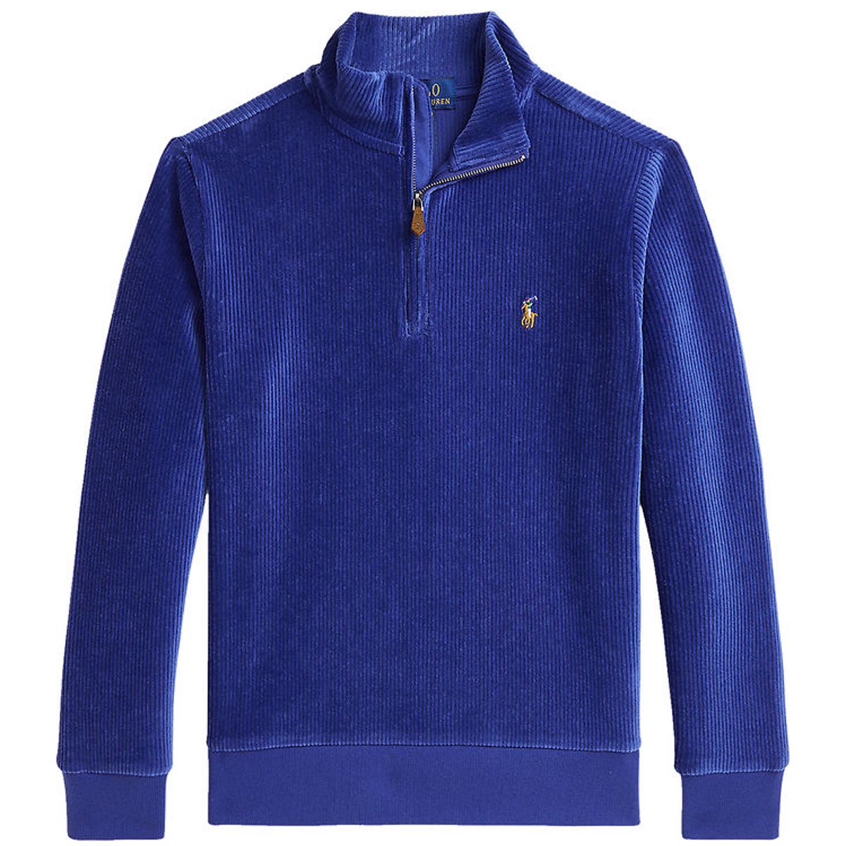 Polo Ralph Lauren Bluse m. Lynlås - Fløjl - Blå