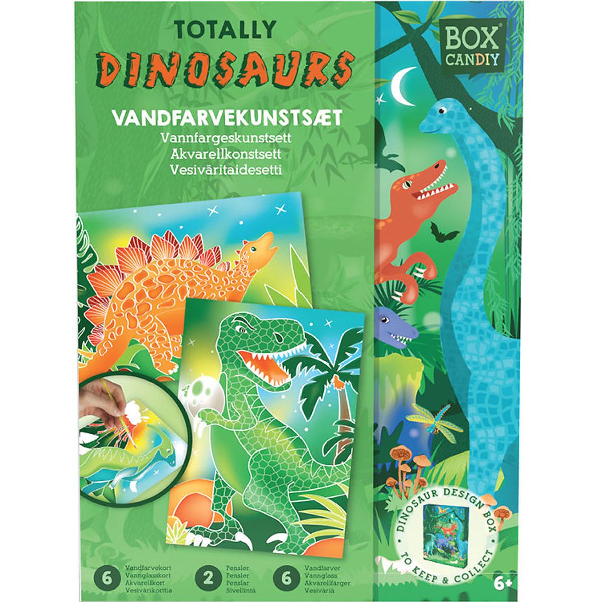 BOX CANDIY Kreasæt - Vandfarvekunstsæt - Totally Dinosaurs