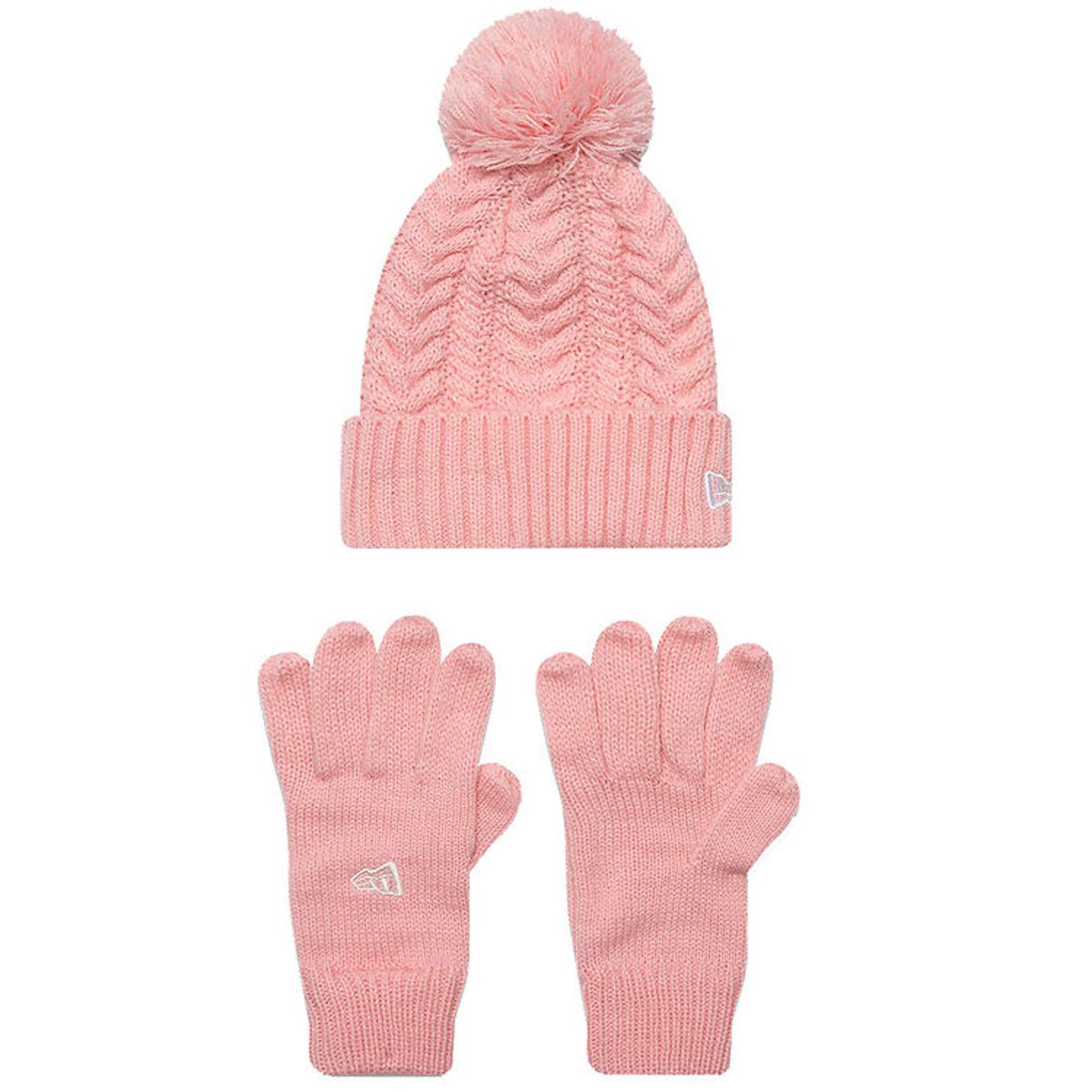 New Era Hue/Handsker sæt - Strik - Cable - Pastel Pink