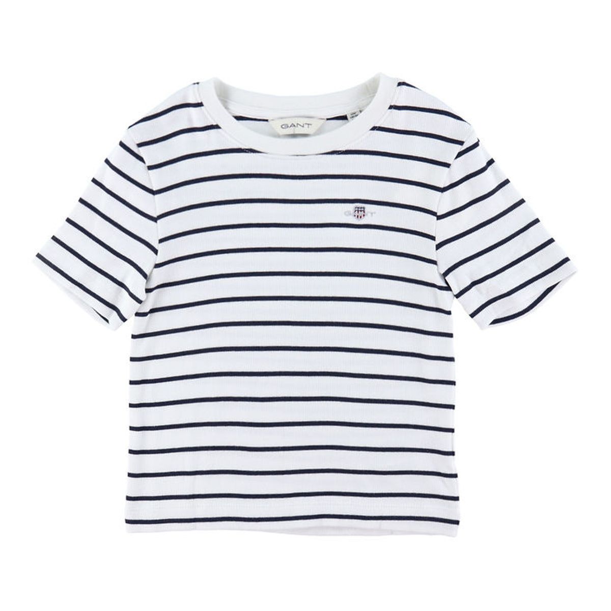 GANT T-Shirt - Striped Shield Slim - Rib - Eggshell