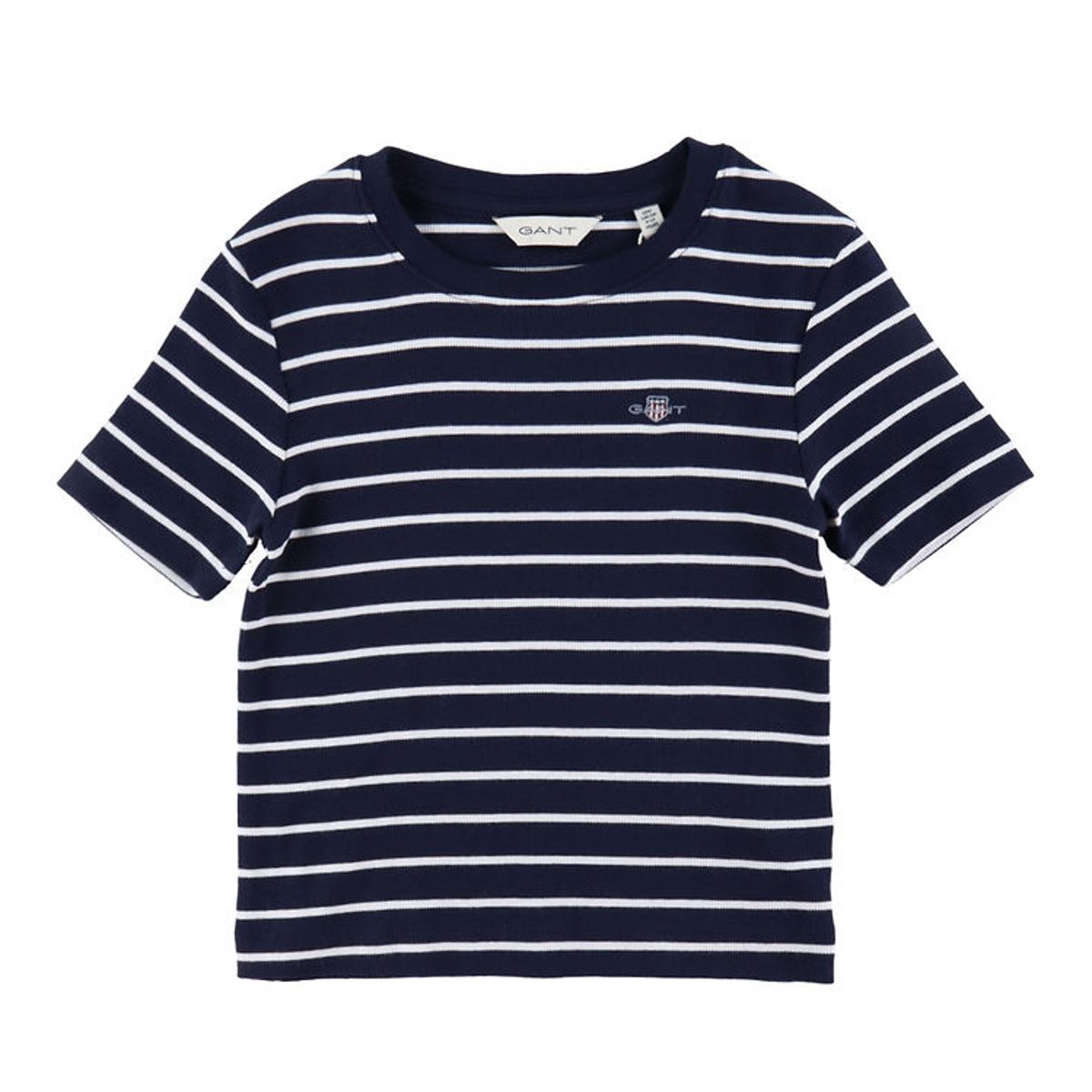 GANT T-Shirt - Striped Shield Slim - Rib - Evening Blue