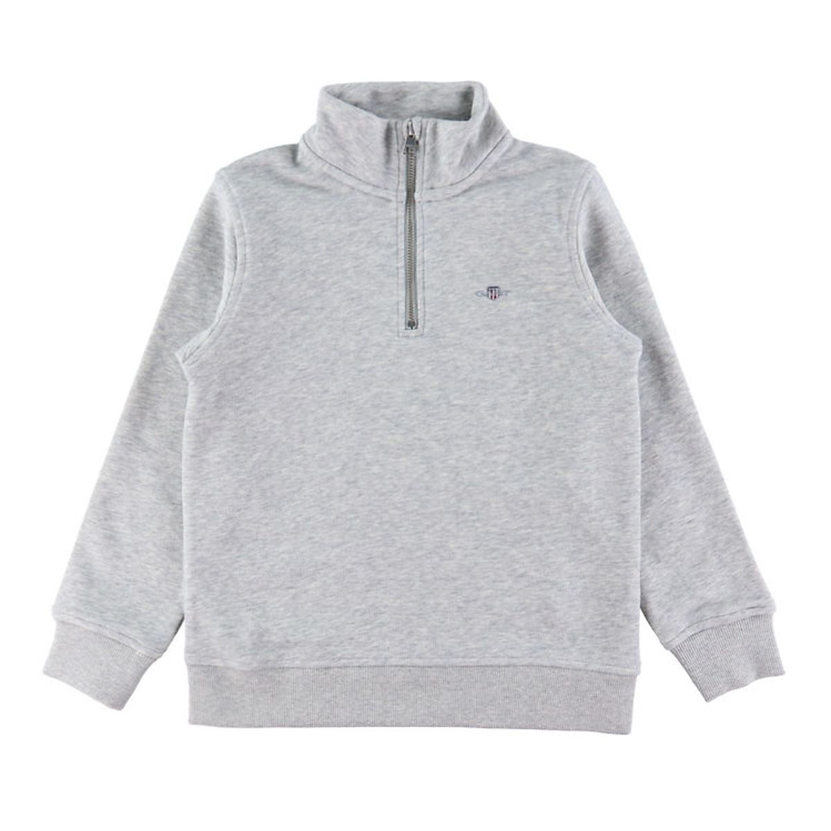 GANT Sweatshirt - Shield Half Zip - Light Grey Melange