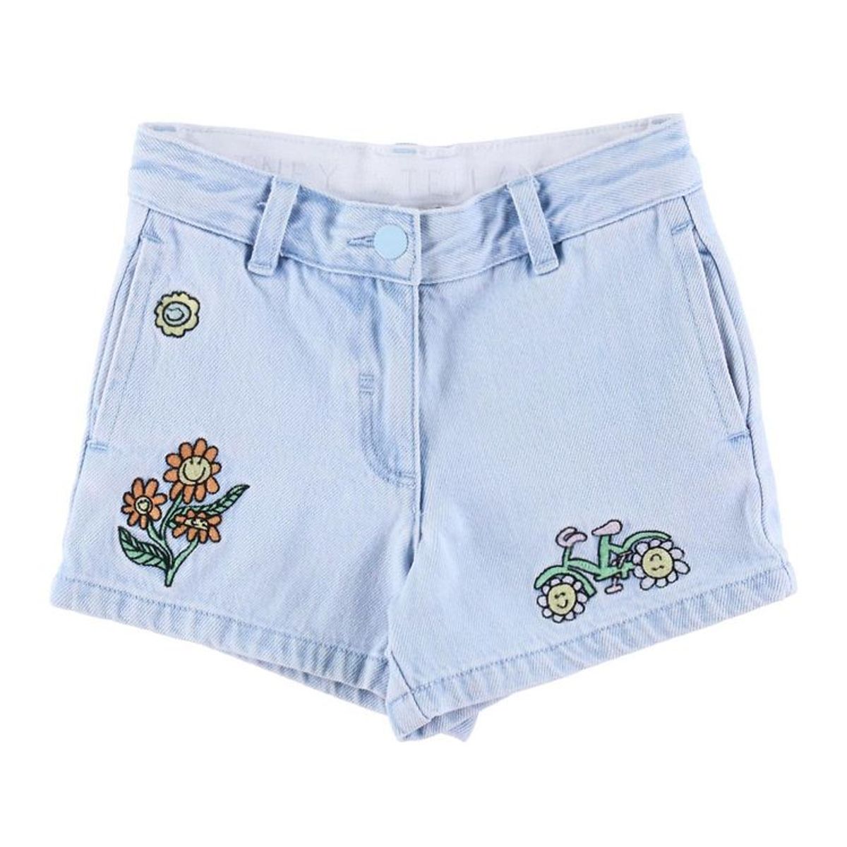 Stella McCartney Kids Denimshorts - Lyseblå m. Broderier