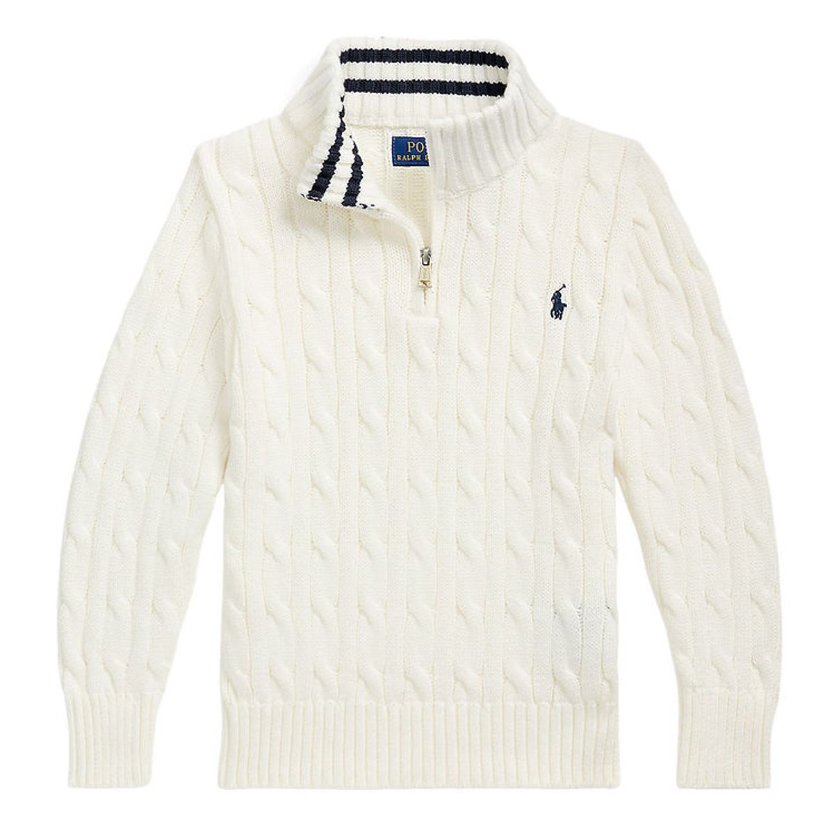 Polo Ralph Lauren Bluse m. Lynlås - Strik - Hvid