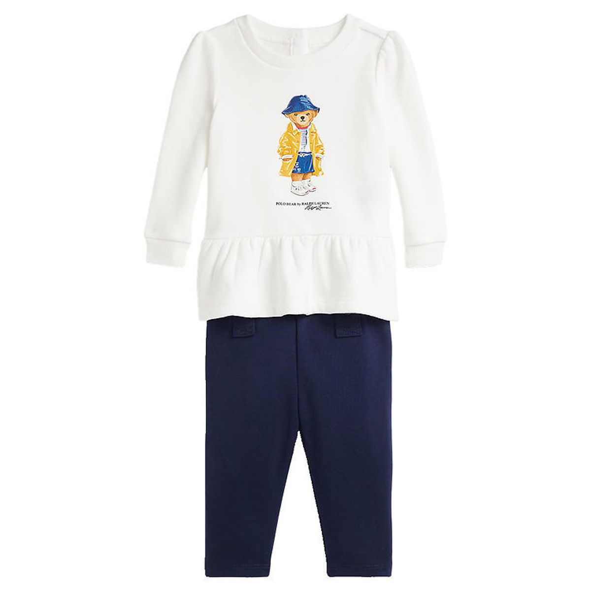 Polo Ralph Lauren Sweatshirt/Leggings - Hvid/Navy m. Bamse