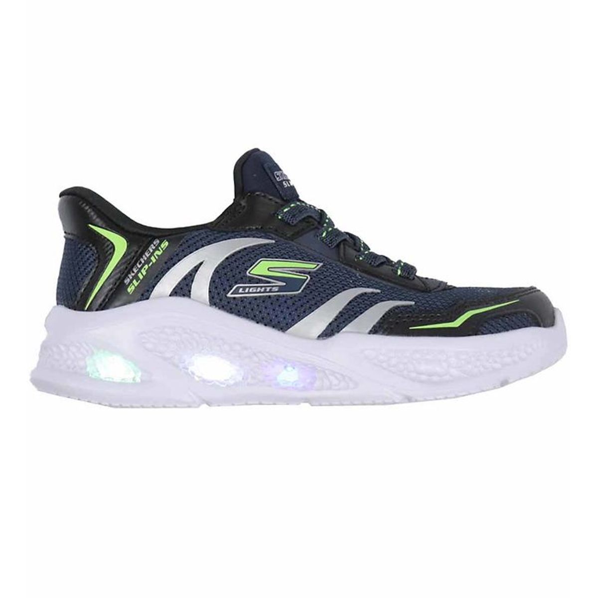 Skechers Sko m. Lys - Meteor Light - Brisk Beams - Navy/Sort