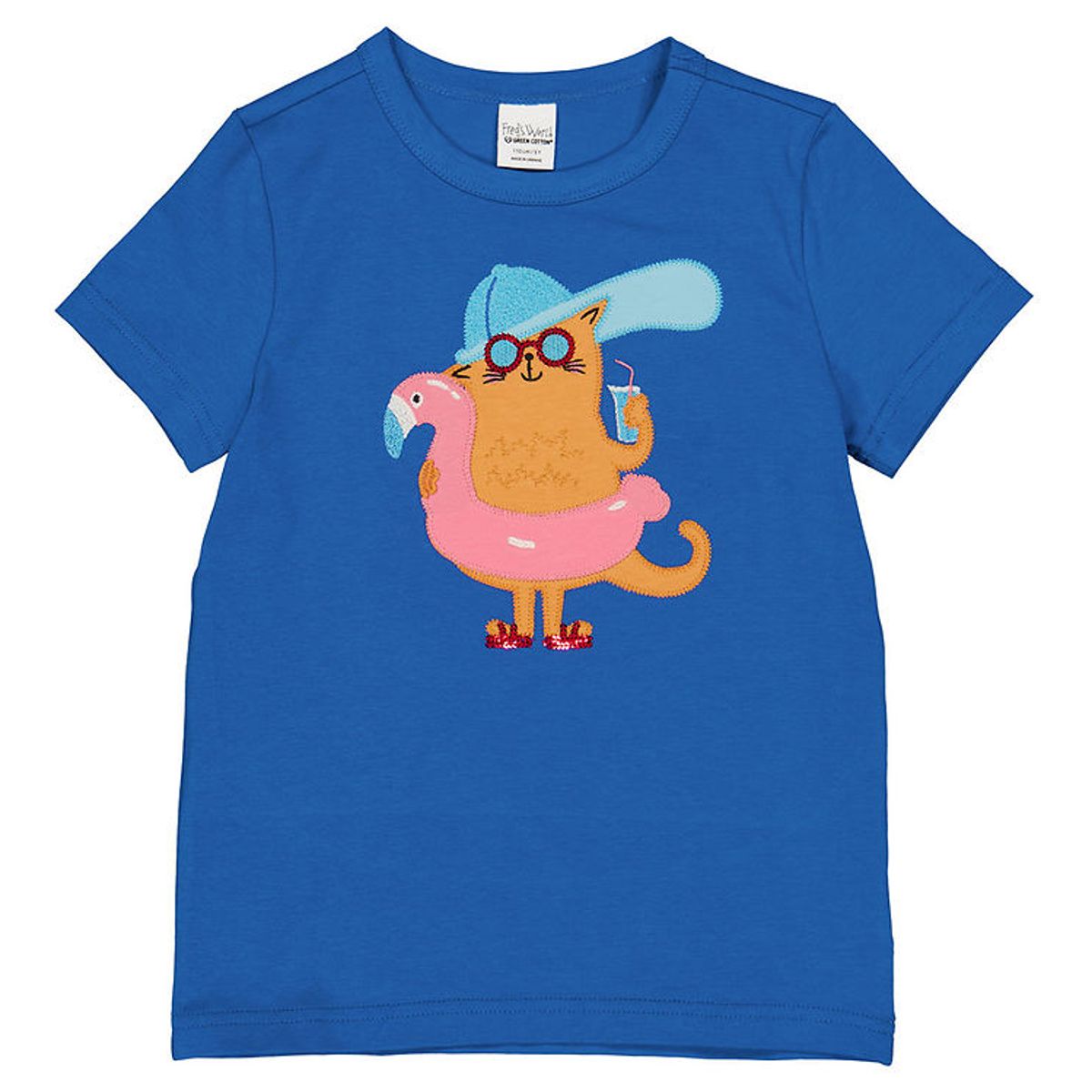 Freds World T-Shirt - Hello Cat - Fast Blue