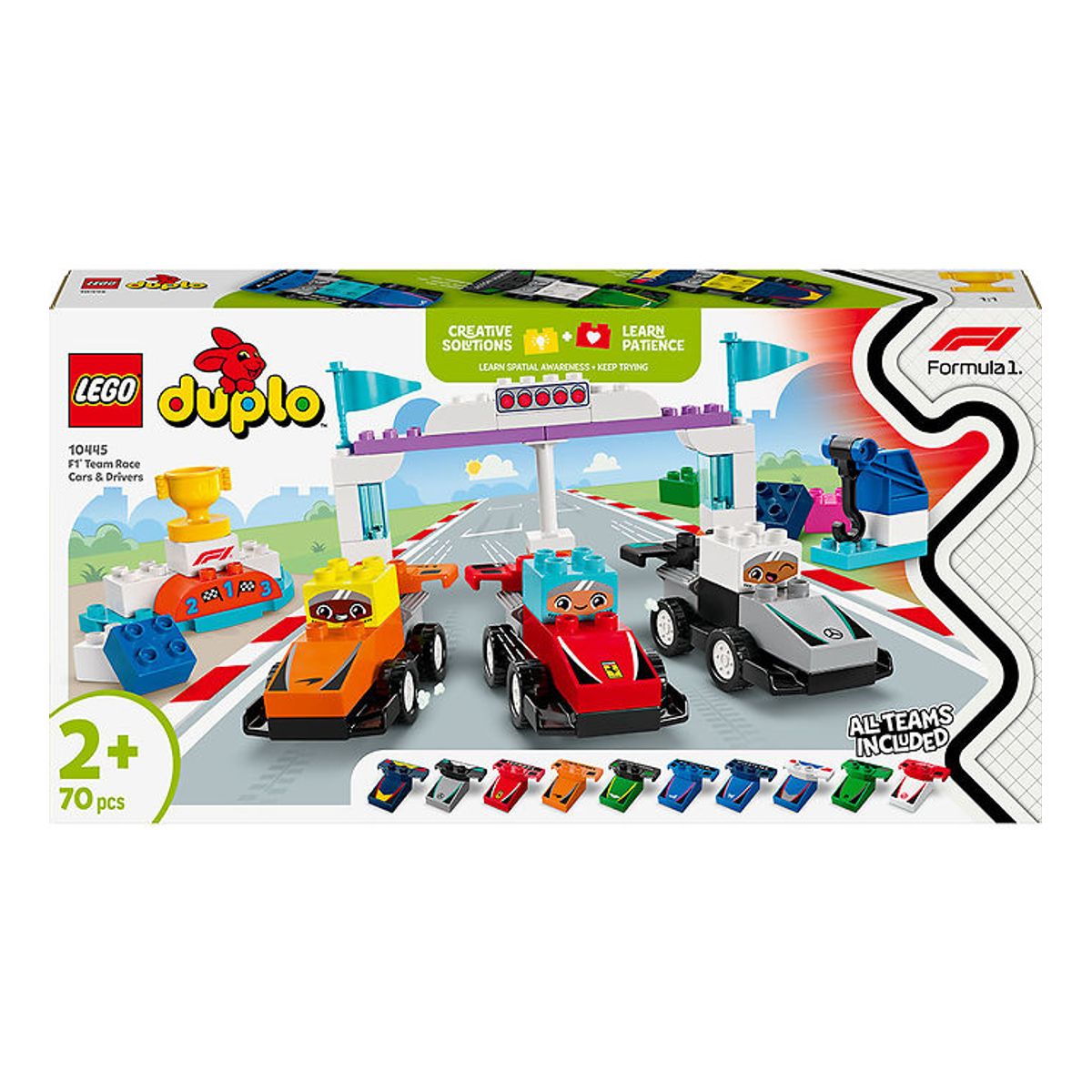 LEGO ® DUPLO ® - F1 ®-teams m. Racerbiler og Kørere 10445 - 70 Dele