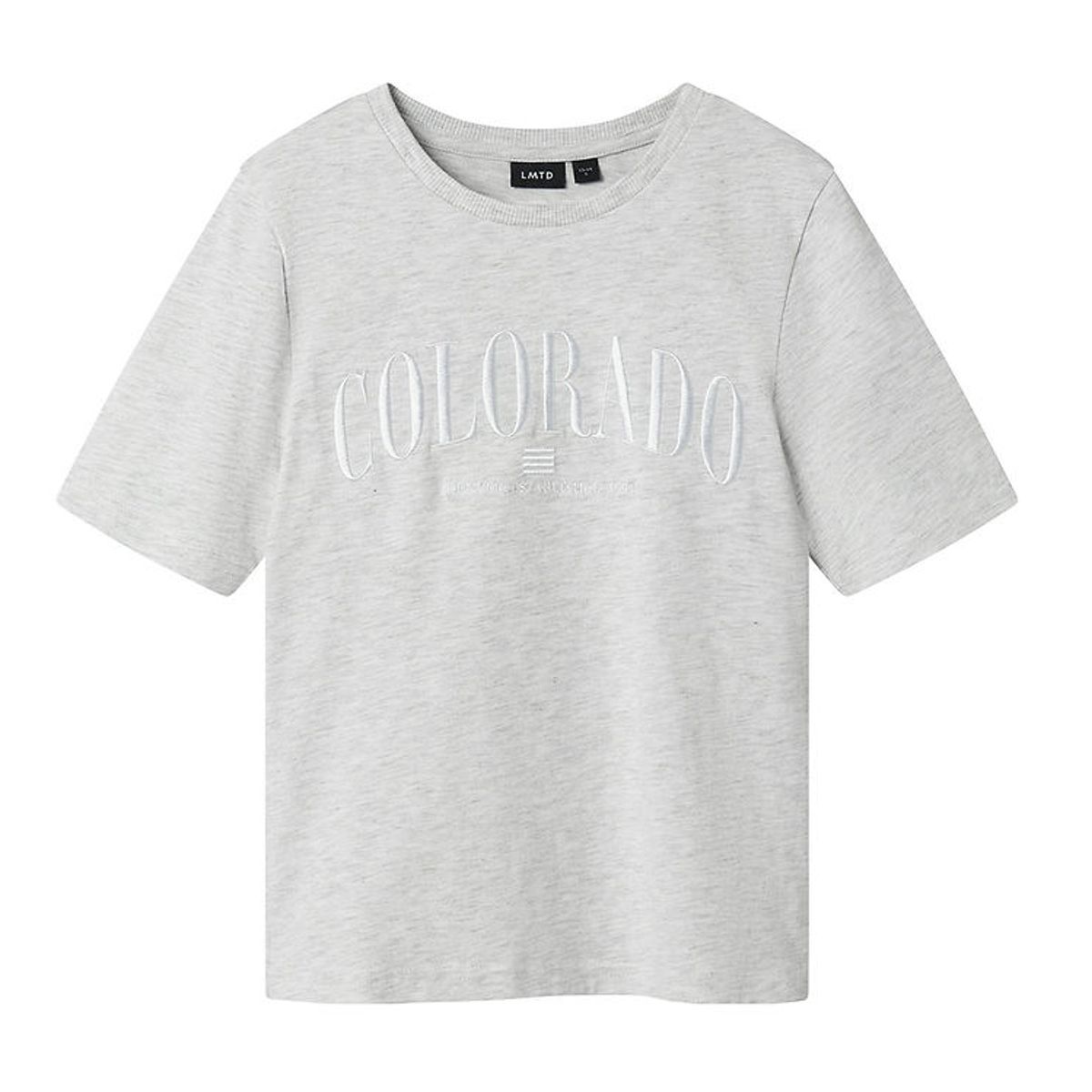 LMTD T-shirt - NlfByasi - Light Grey Melange/White Print