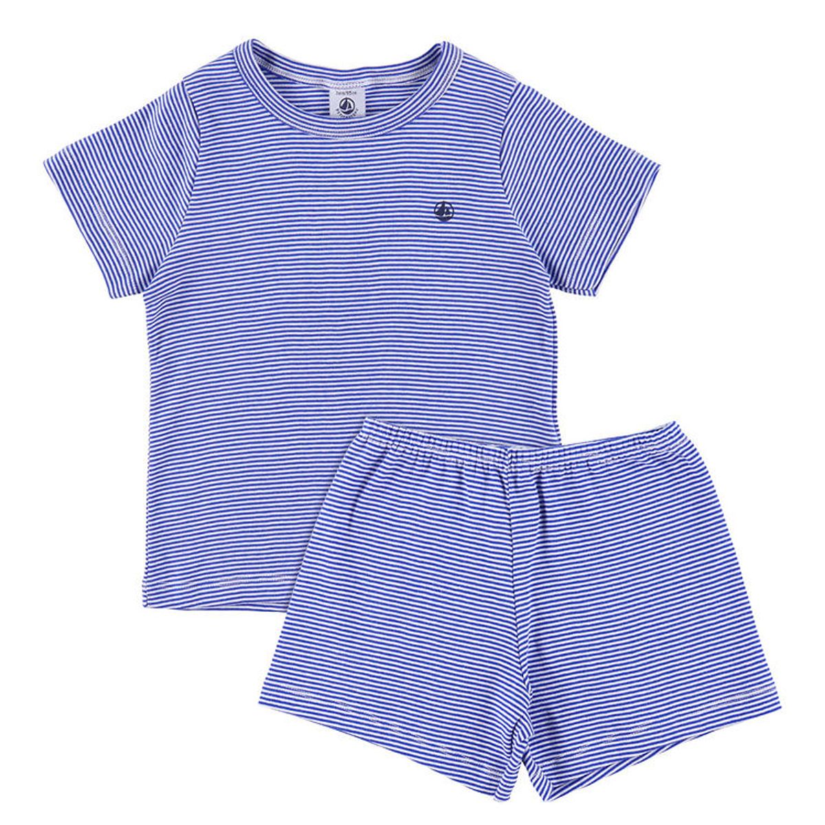 Petit Bateau Nattøj - T-Shirt/Shorts - Perse/Marshmallow