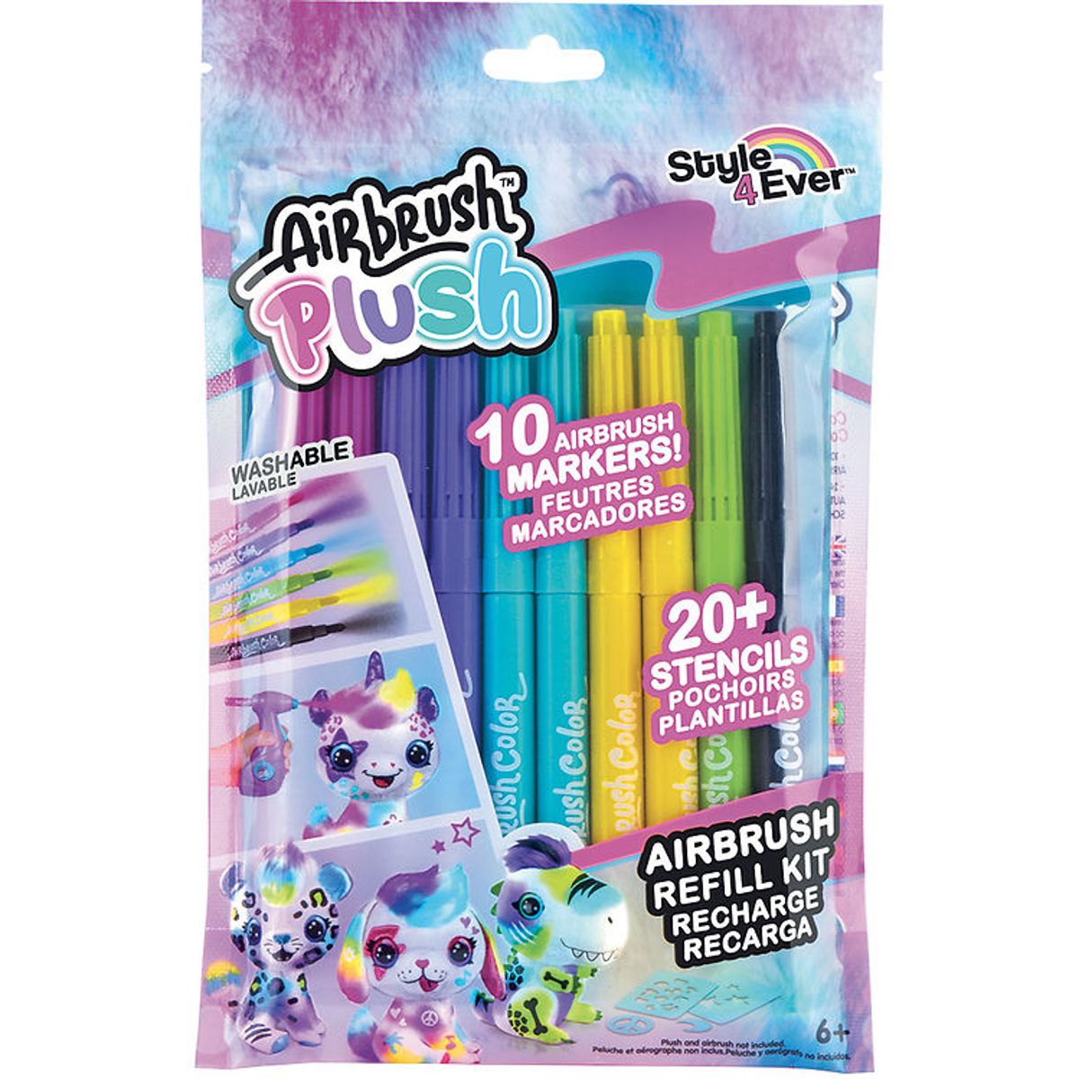 Airbrush Plush Farvesæt - Refill Kit - 10 stk.