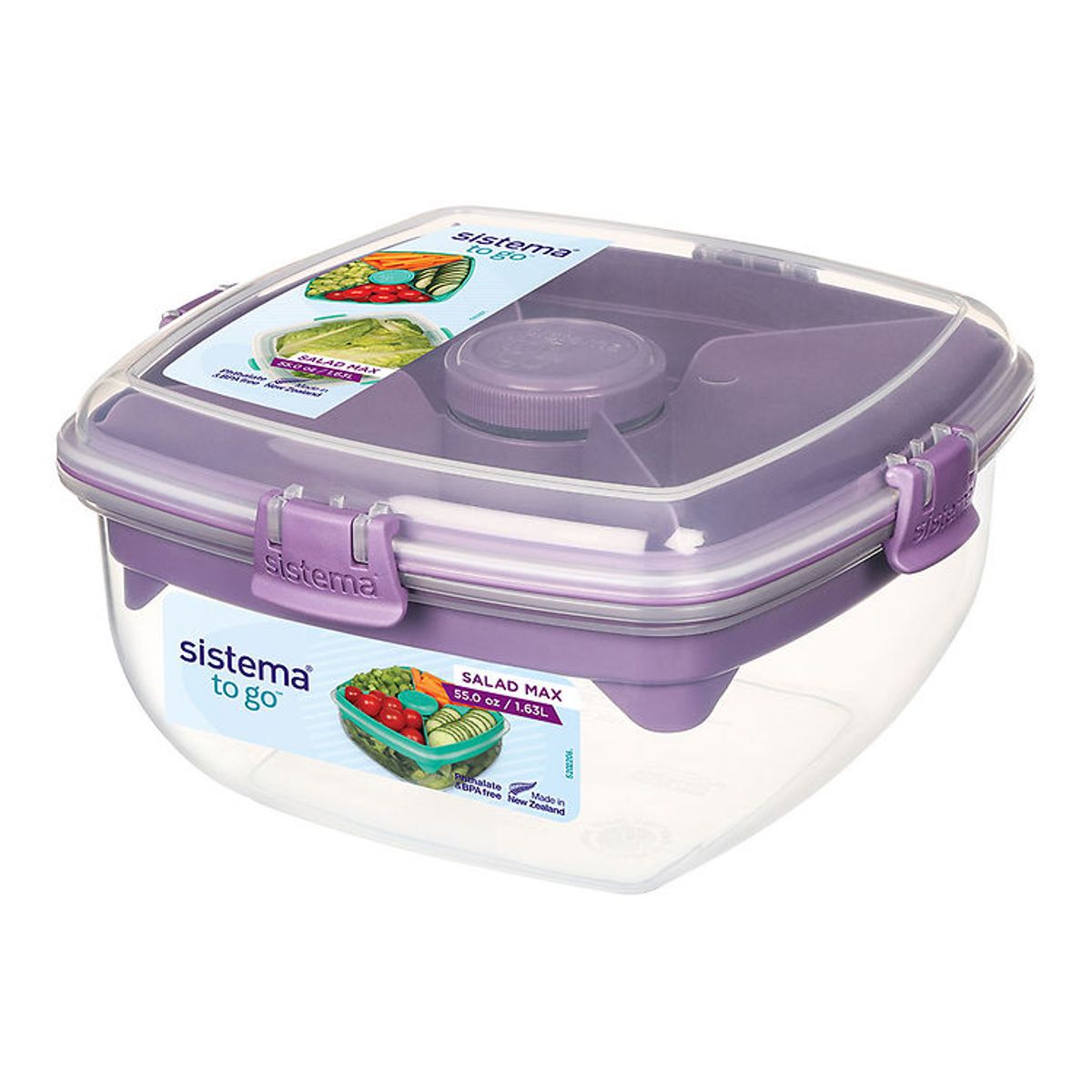 Sistema Madkasse m. Tilbehør - Salad Max To Go 1,63L - lilla