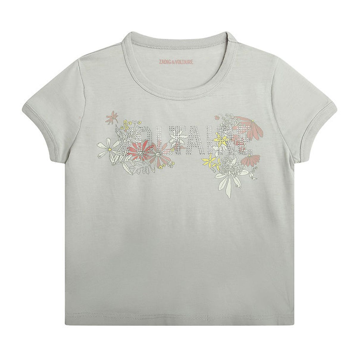 Zadig & Voltaire T-shirt - Alister - Lysegrå m. Blomster/Similis