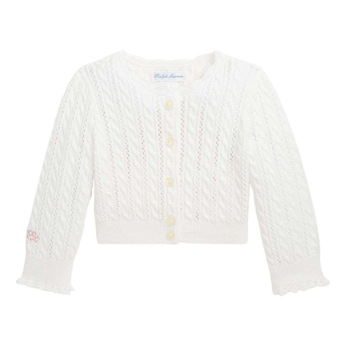 Polo Ralph Lauren Cardigan - Cropped - Strik - Deckwash White