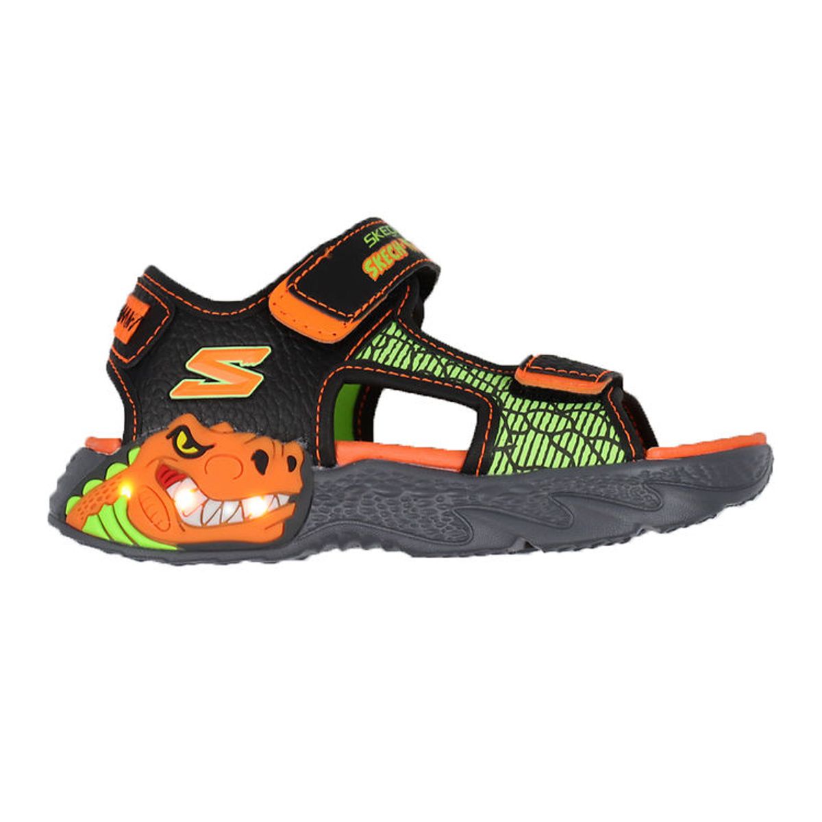 Skechers Sandal m. Lys - Creature Splash - Black/Orange