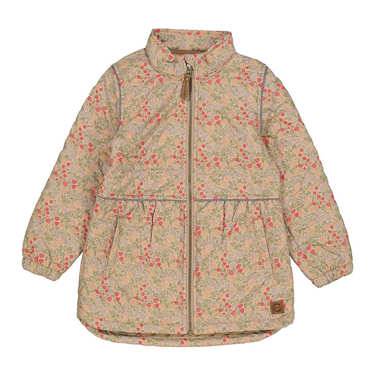 Mikk-Line Termojakke - Warm Taupe m. Blomster