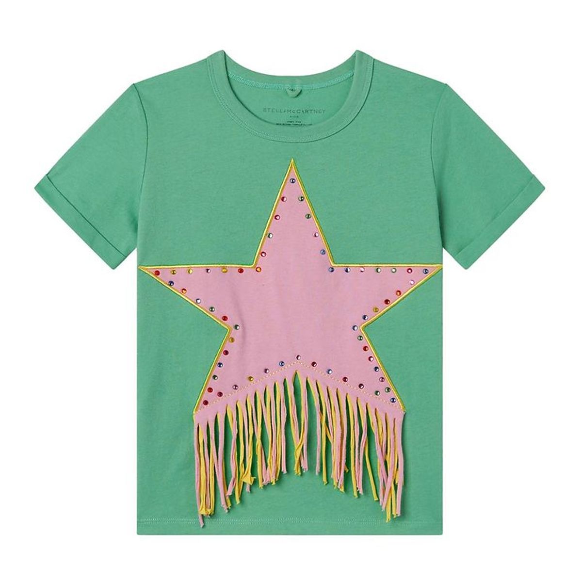 Stella McCartney Kids T-shirt - Grøn/Rosa m. Similisten/Frynser