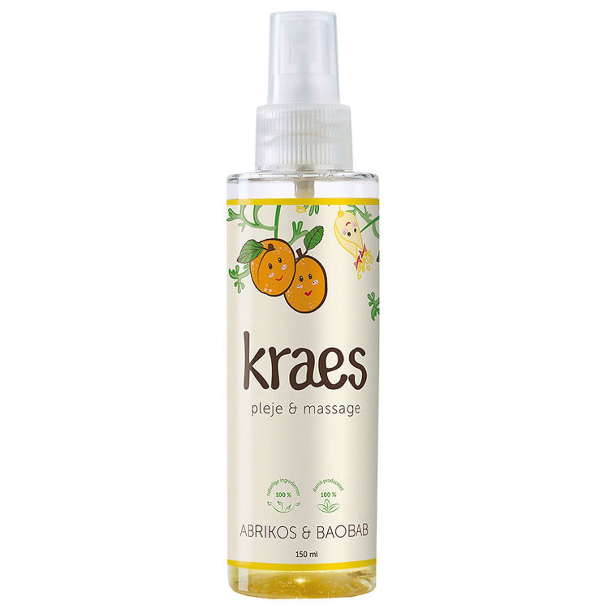 Kraes Pleje & Massageolie - Abrikos & Baobab - 150 ml