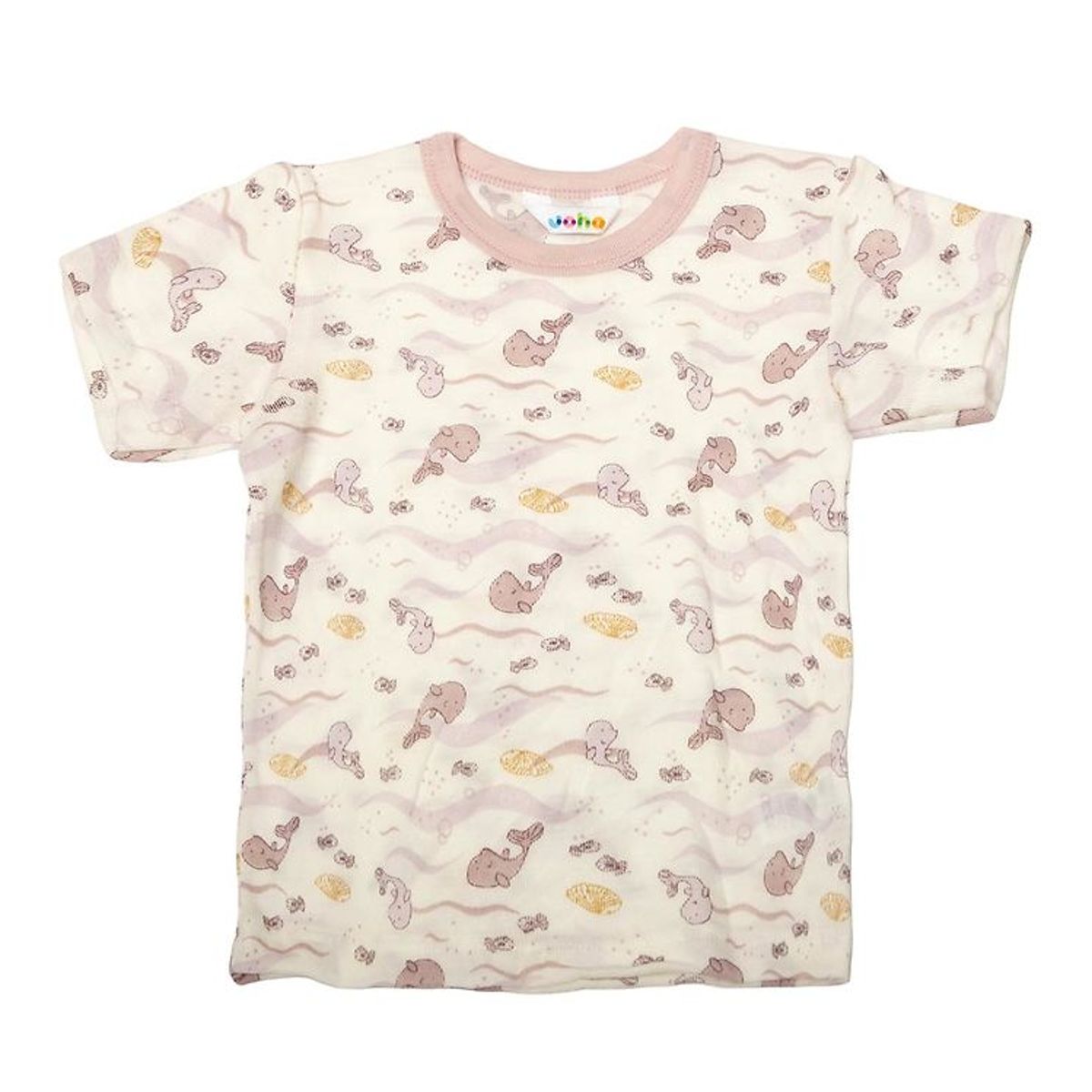 Joha T-shirt - Uld - Off White/Støvet Rosa m. Hval