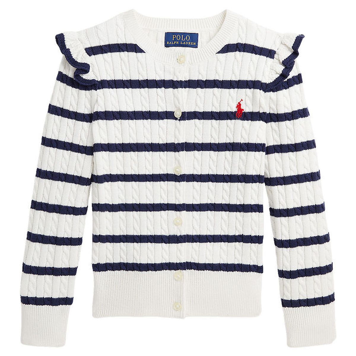 Polo Ralph Lauren Cardigan - Strik - Deckwash White/Newport Navy