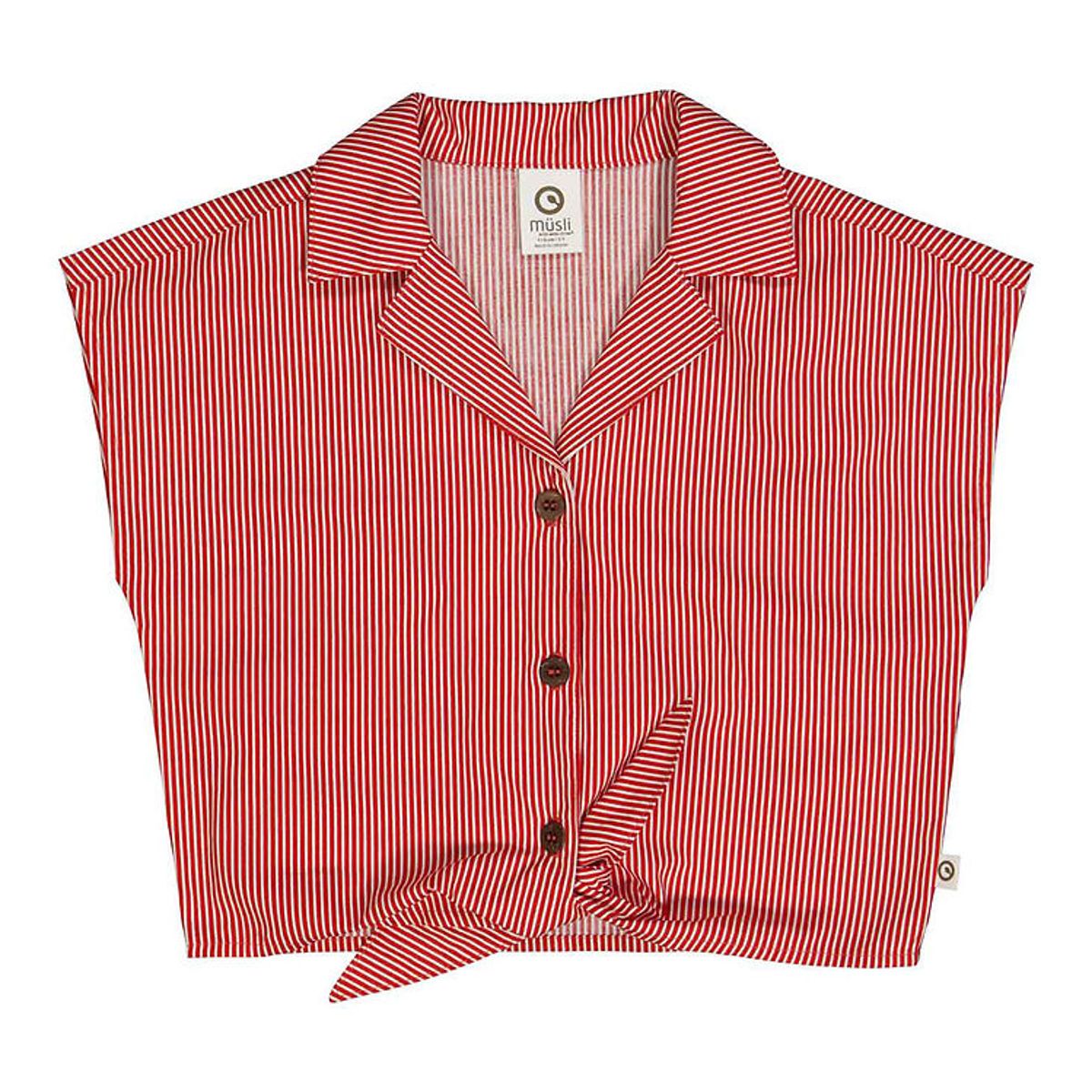 Müsli Skjorte - Poplin Stripe Crop - Balsam Cream/Apple Red