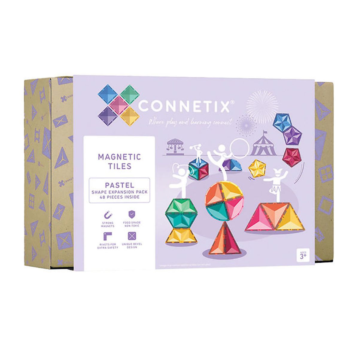 Connetix Magnetsæt - 48 Dele - Pastel Shape Expansion Pack