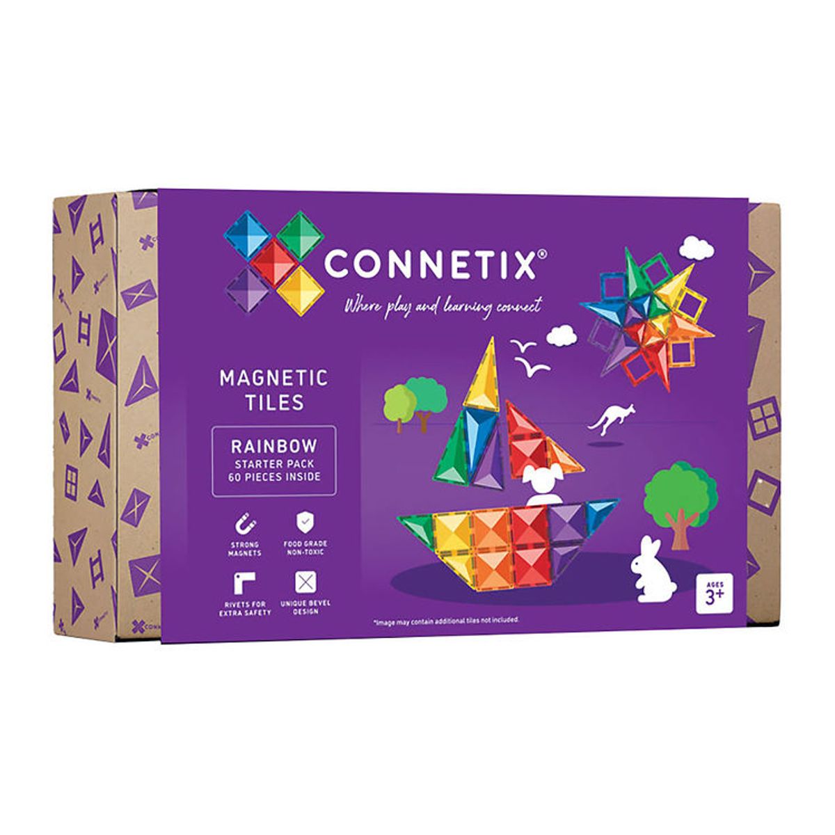 Connetix Magnetsæt - 60 Dele - Rainbow Starter Pack