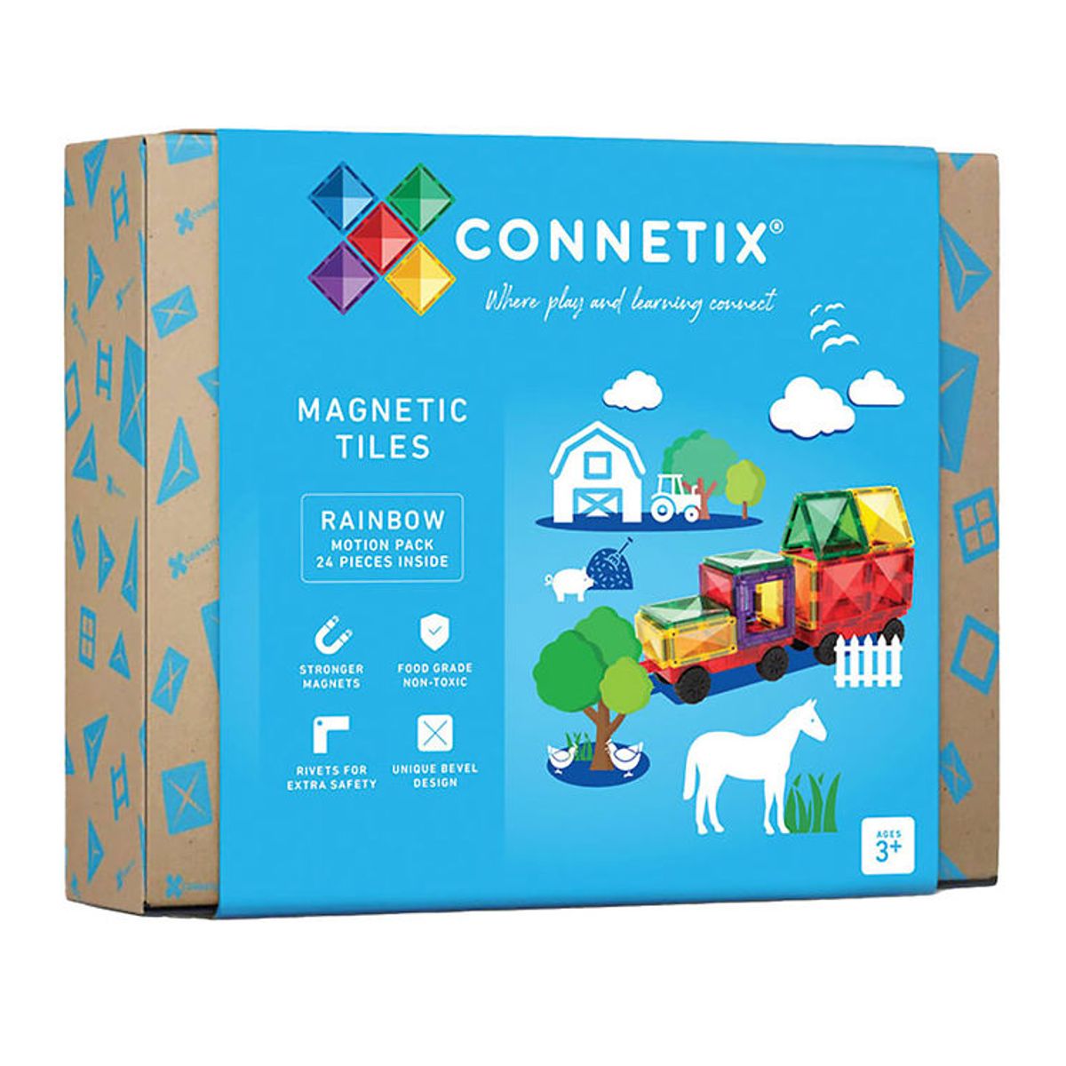 Connetix Magnetsæt - 24 Dele - Rainbow Motion Pack