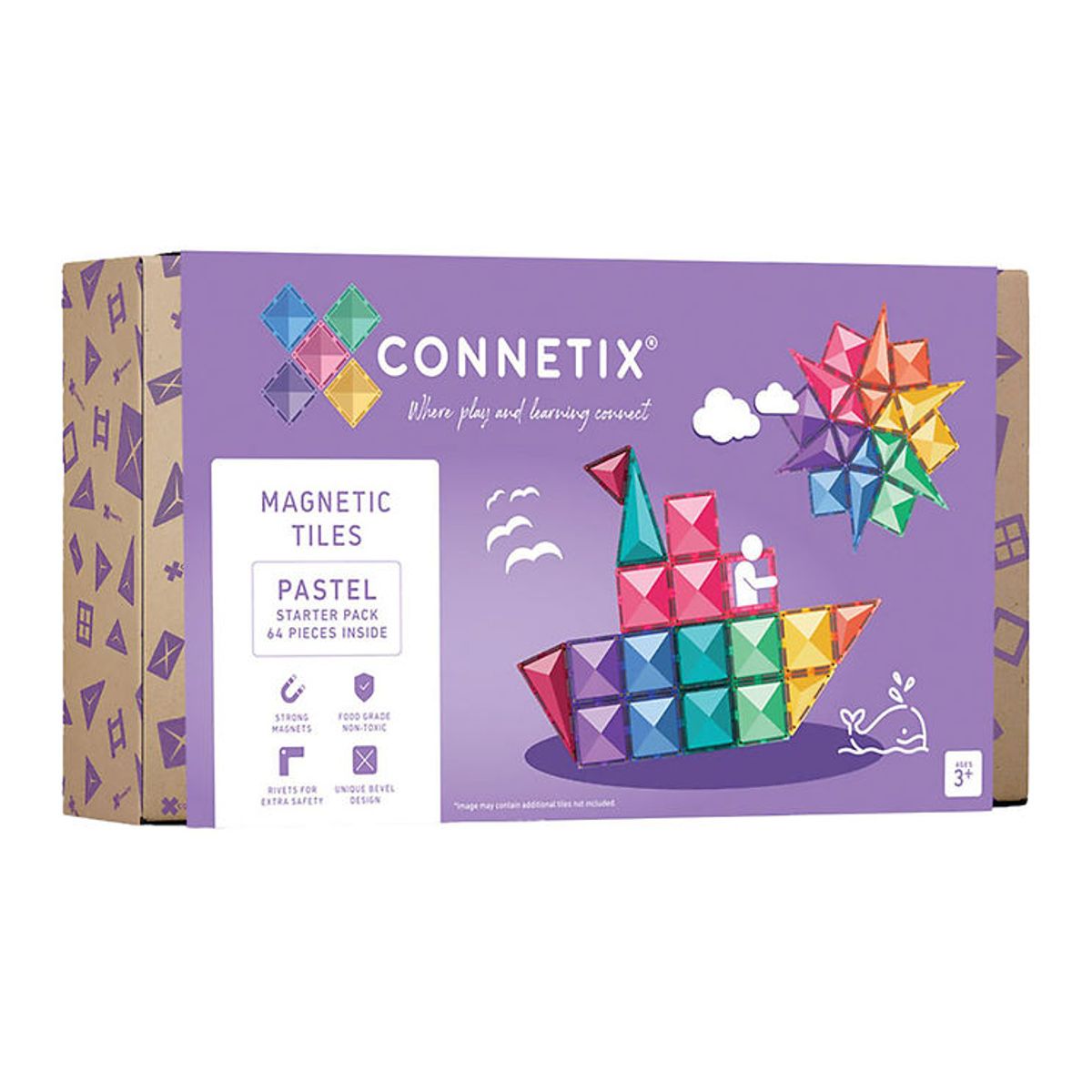 Connetix Magnetsæt - 64 Dele - Pastel Starter Pack