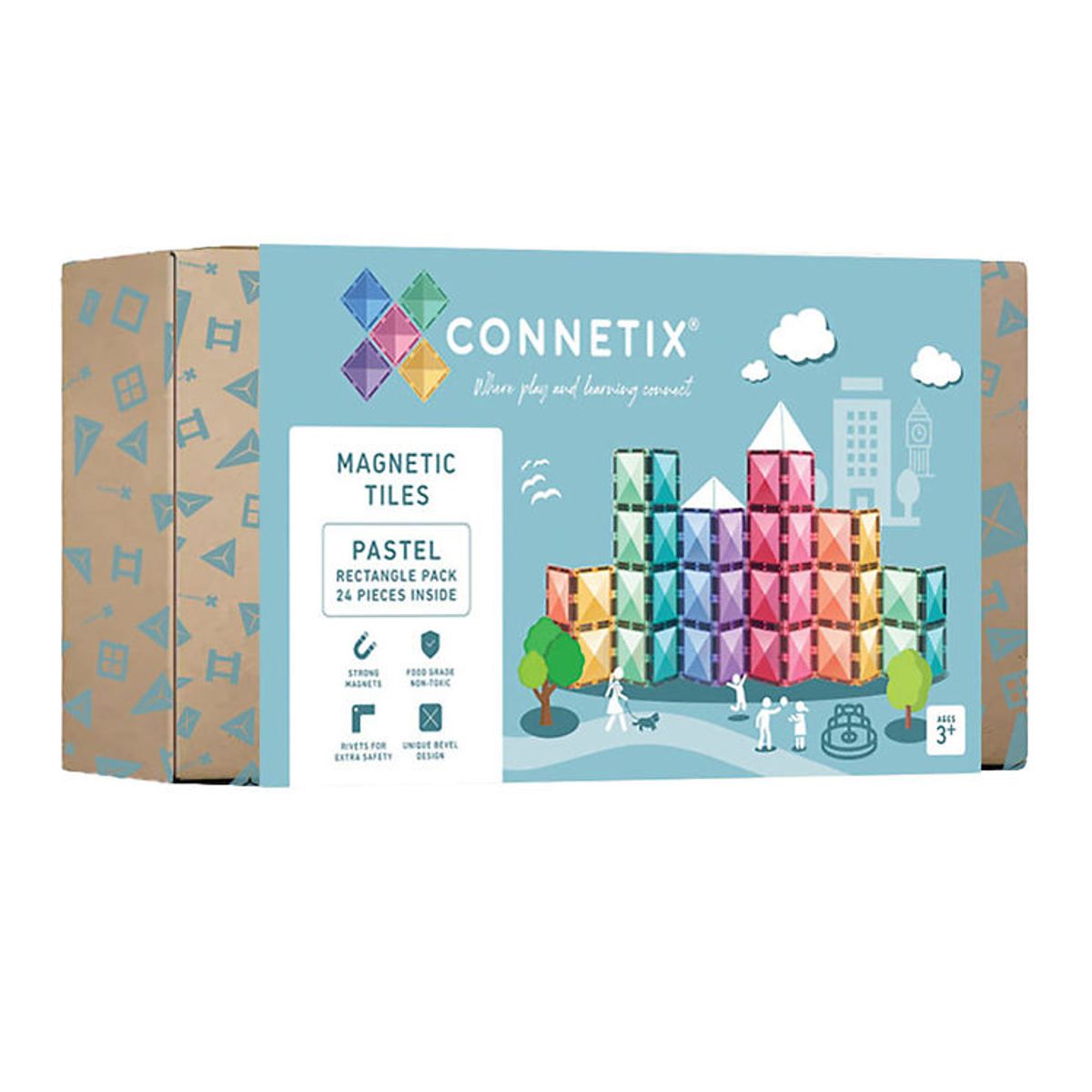 Connetix Magnetsæt - 24 Dele - Pastel Rectangle