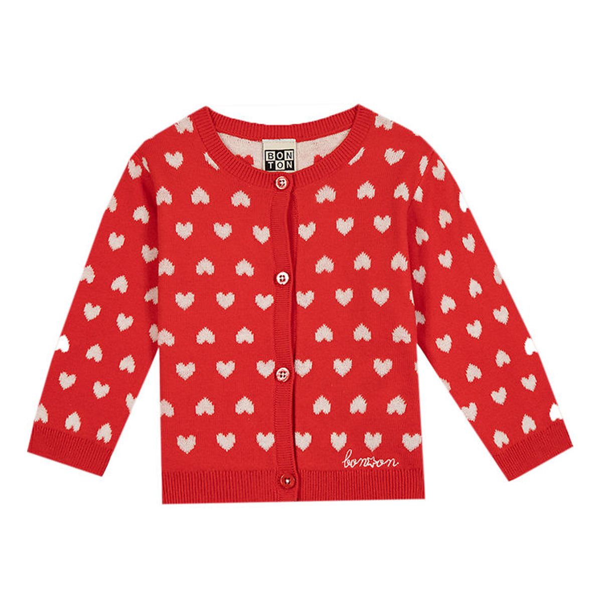 Bonton Cardigan - Strik - Lilet Maille - Coeur Rouge