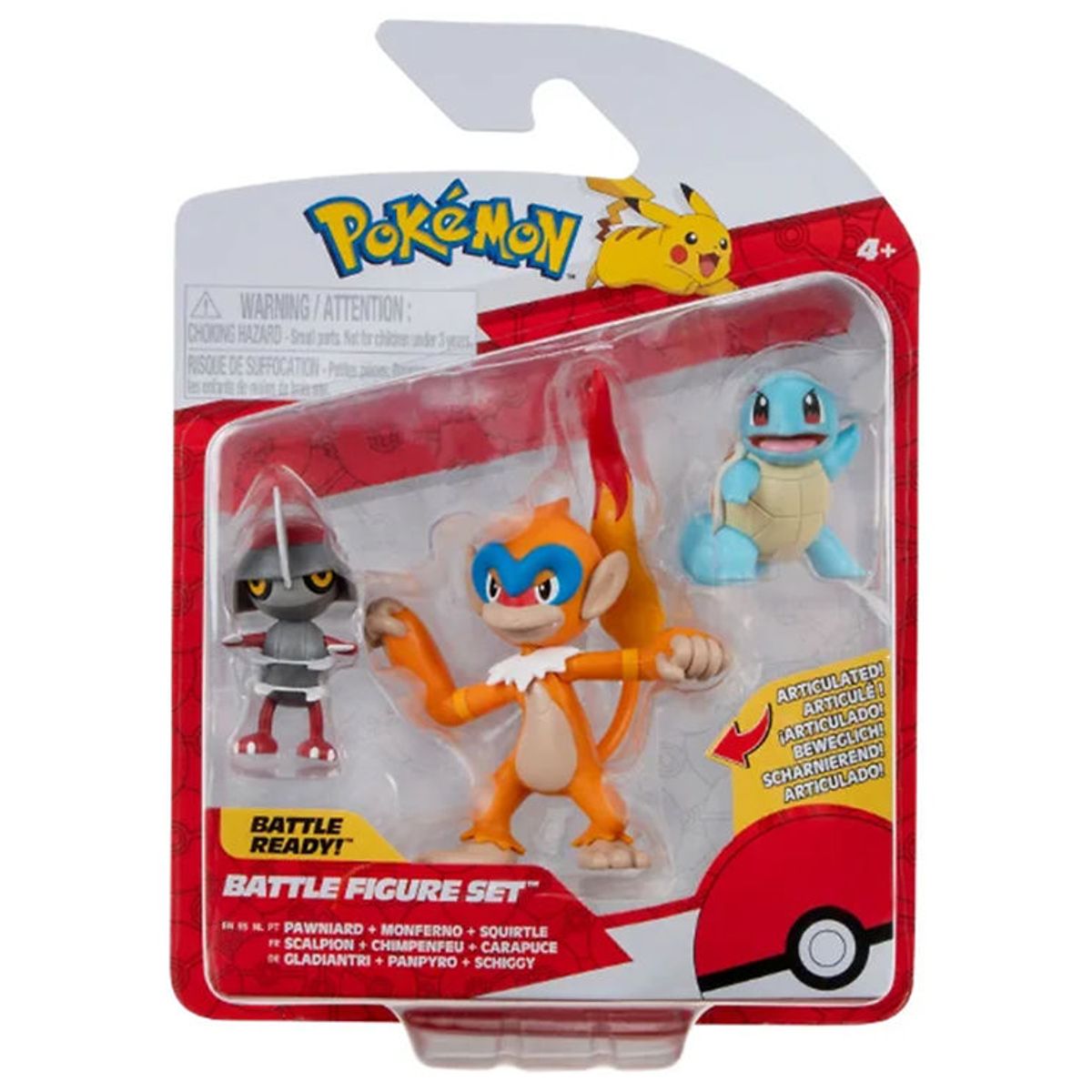 Pokémon Figurer - 3-pak - Battle Figure - Pawniard/Squirtle/Monf