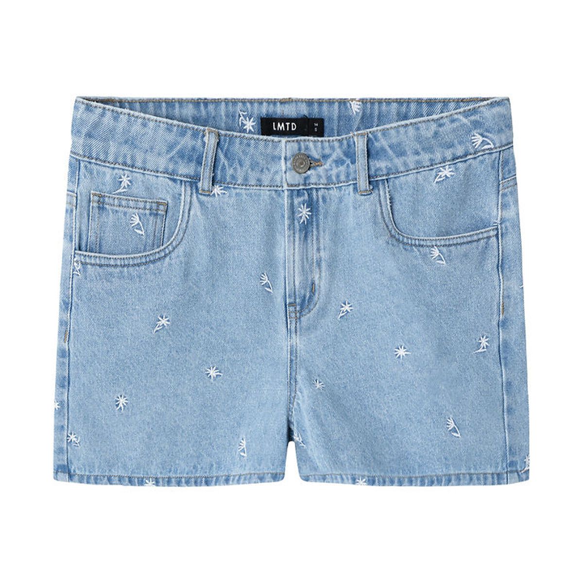 LMTD Shorts - NlfEmbizza - Light Blue Denim m. Blomster