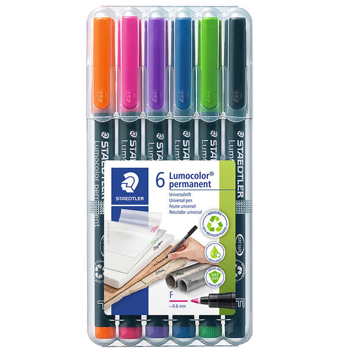 Staedtler Tuscher - 6 stk. - Lumocolor Perm - 0,6 mm