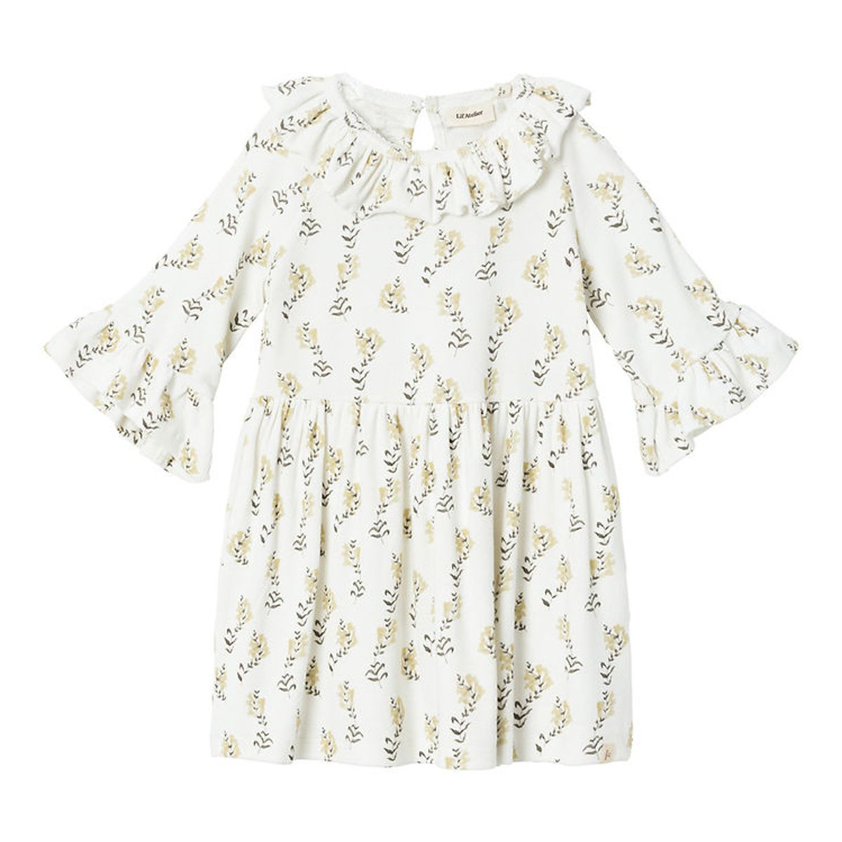 Lil' Atelier Kjole - Rib - NmfGavo - Coconut Milk/Yellow Flower