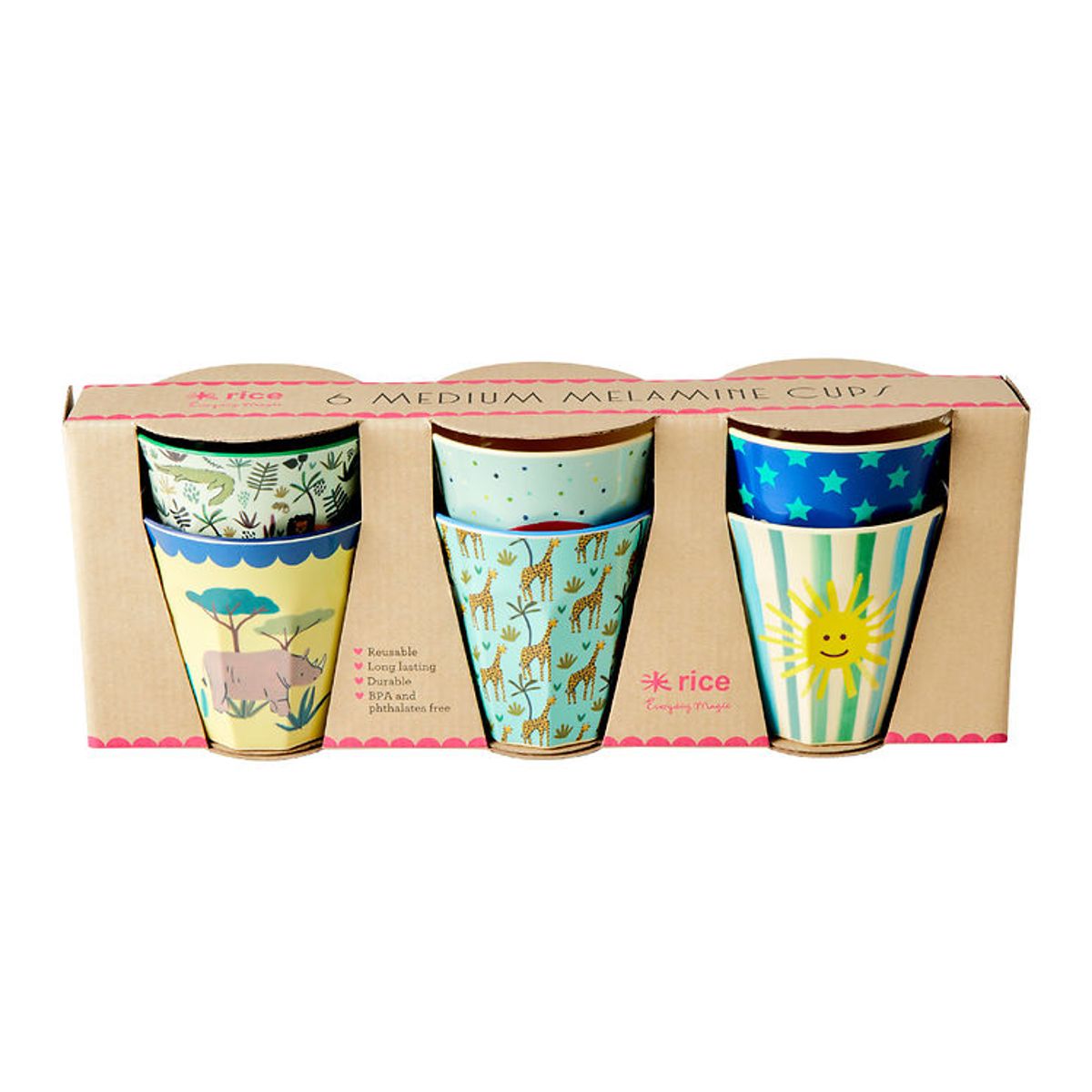 Rice Kopper - Melamin - 6 stk. - 250 ml - Multi/Funky Prints