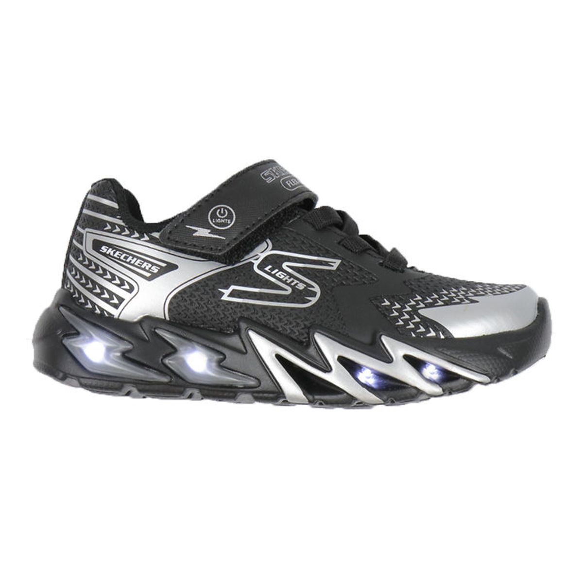 Skechers Sko m. Lys - Flex-Glow Bolt - Black/Silver