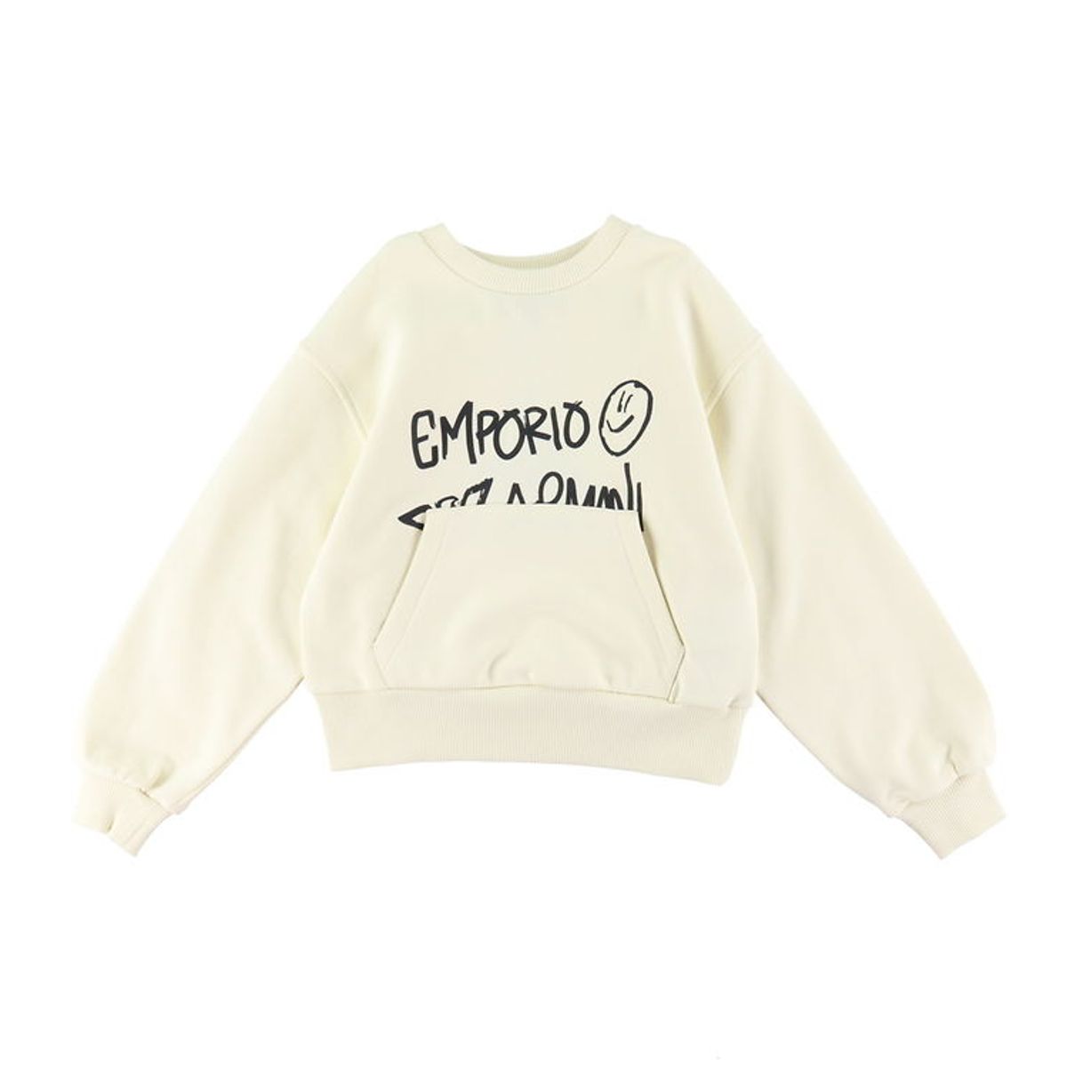 Emporio Armani Sweatshirt - Cropped - Vanilla Ice m. Sort